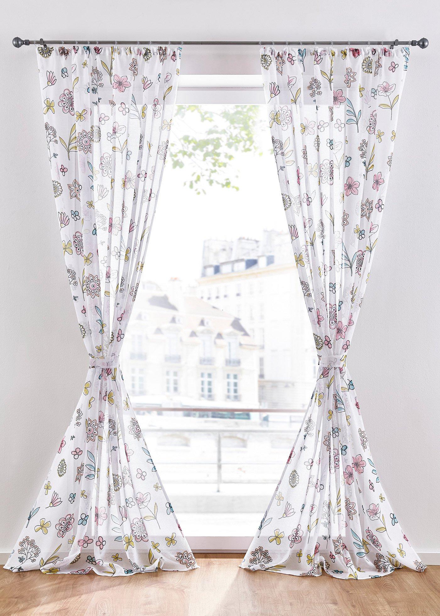 Voilage à imprimé floral (1 pce.)