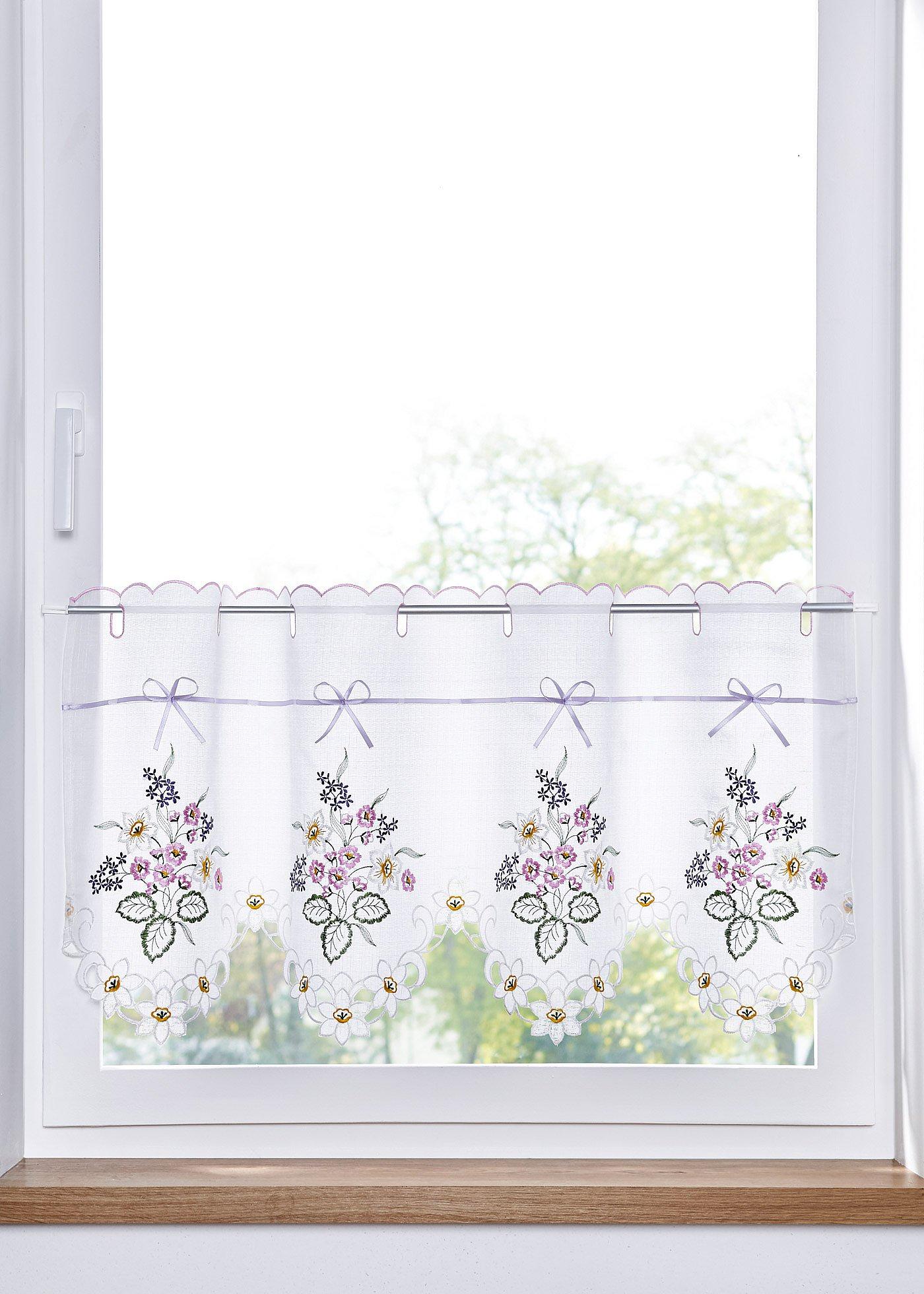 Brise-bise à broderie florale