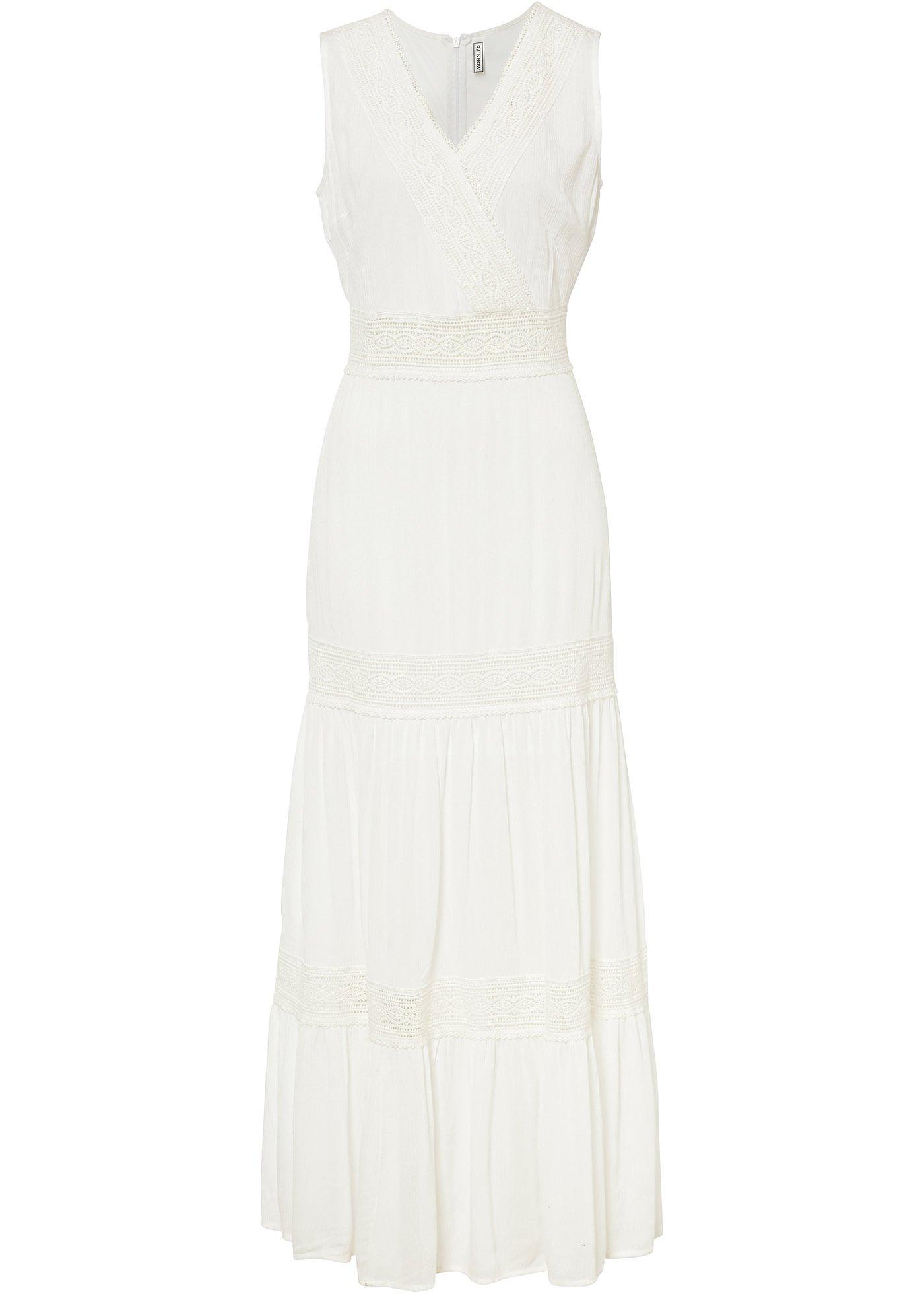 Robe longue à dentelle en viscose