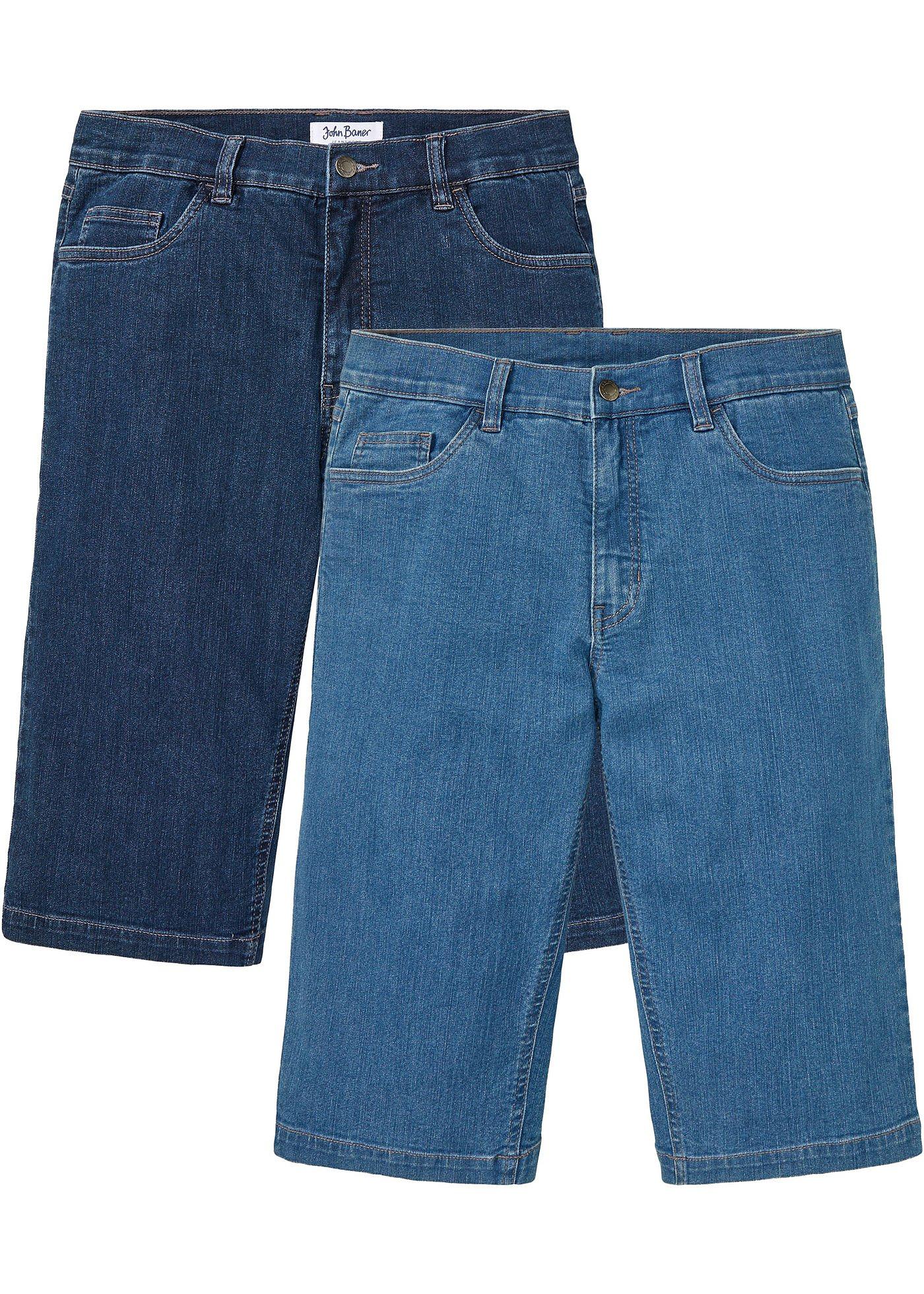 Image de Lot de 2 bermudas longs en jean extensible, Regular Fit