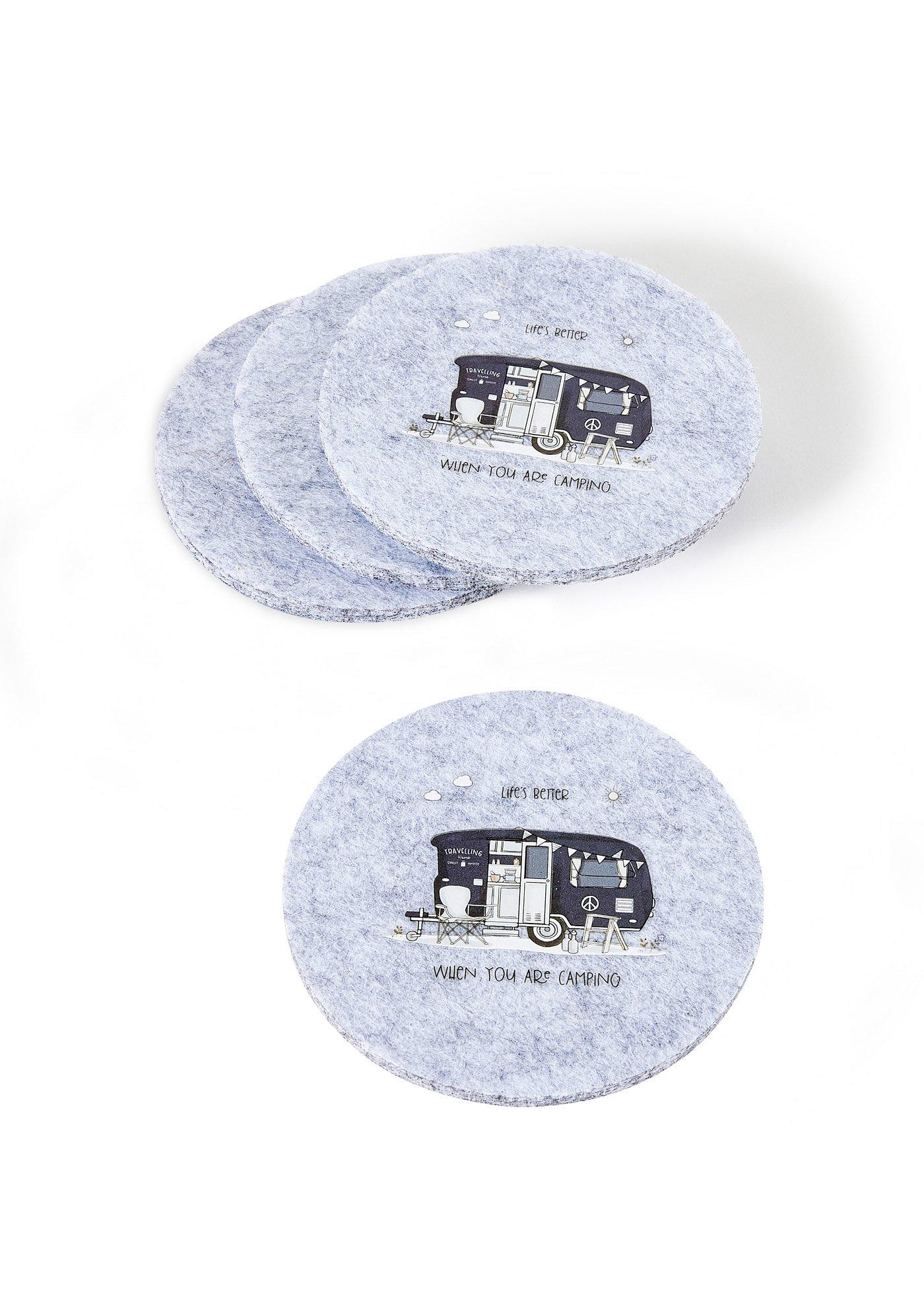 Lot de 6 sous-verres avec motif camping-car