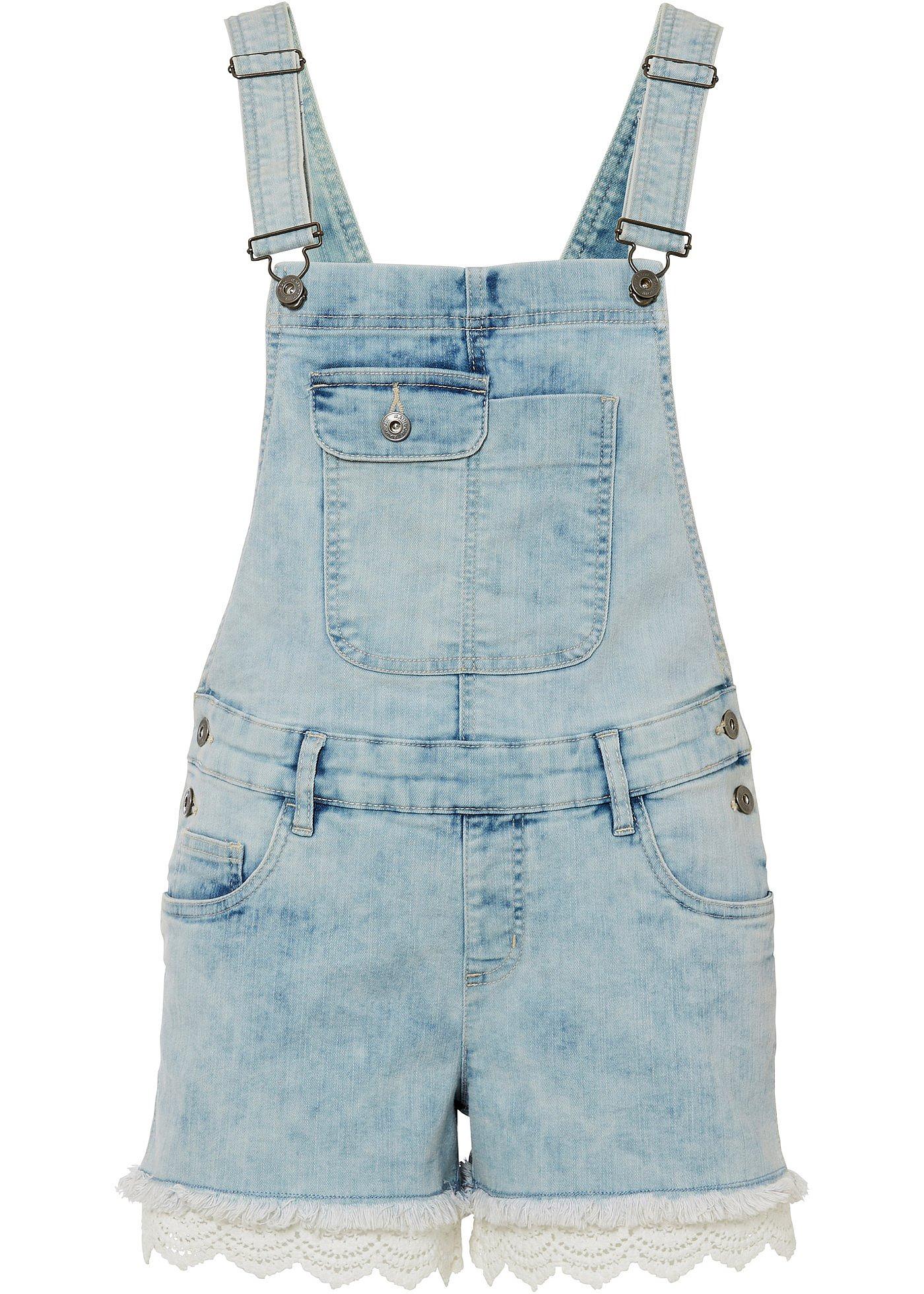 Salopette short en jean avec dentelle
