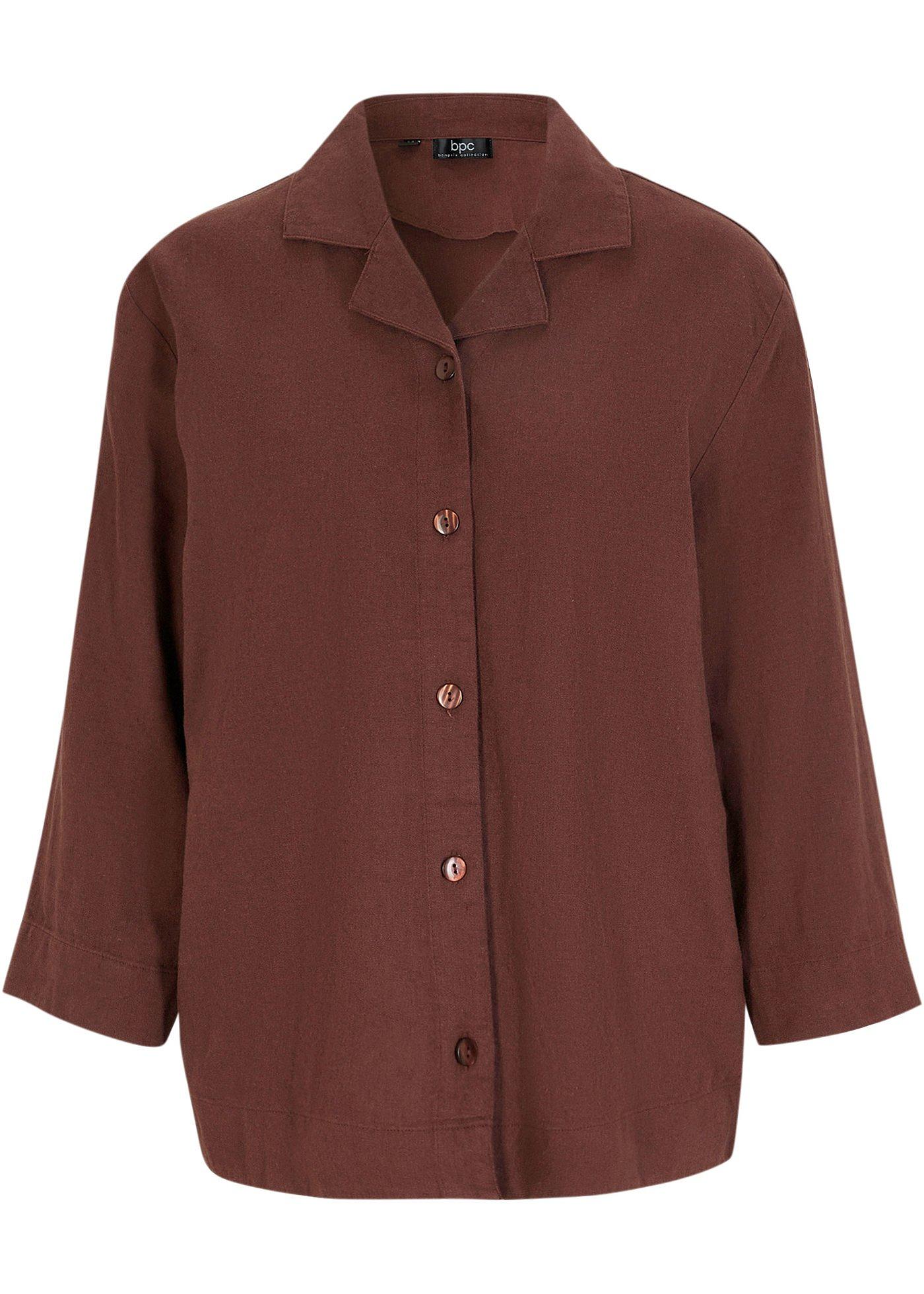 Image de Blouse avec col à revers en lin majoritaire