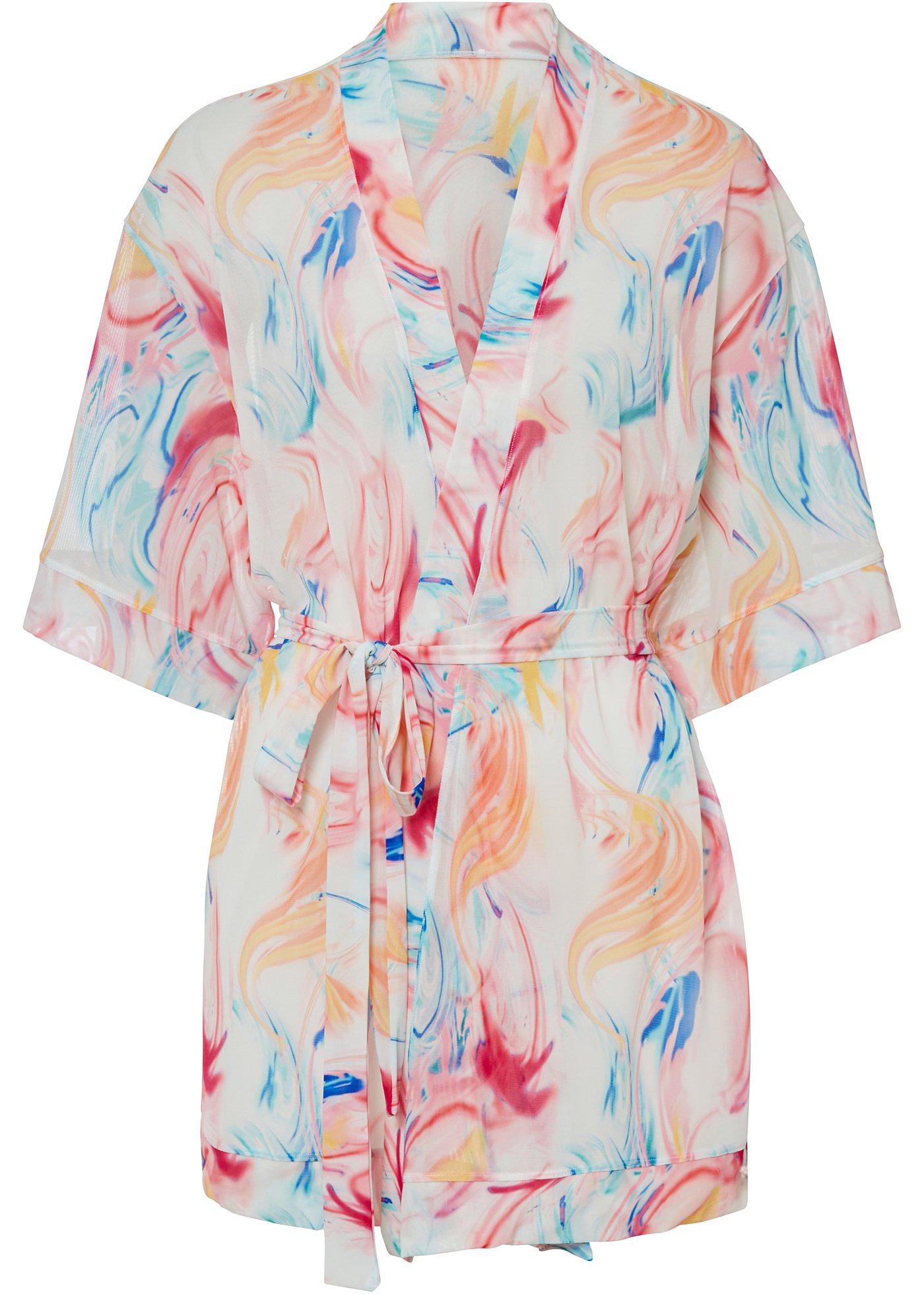 Image de Kimono manches courtes en mesh imprimé