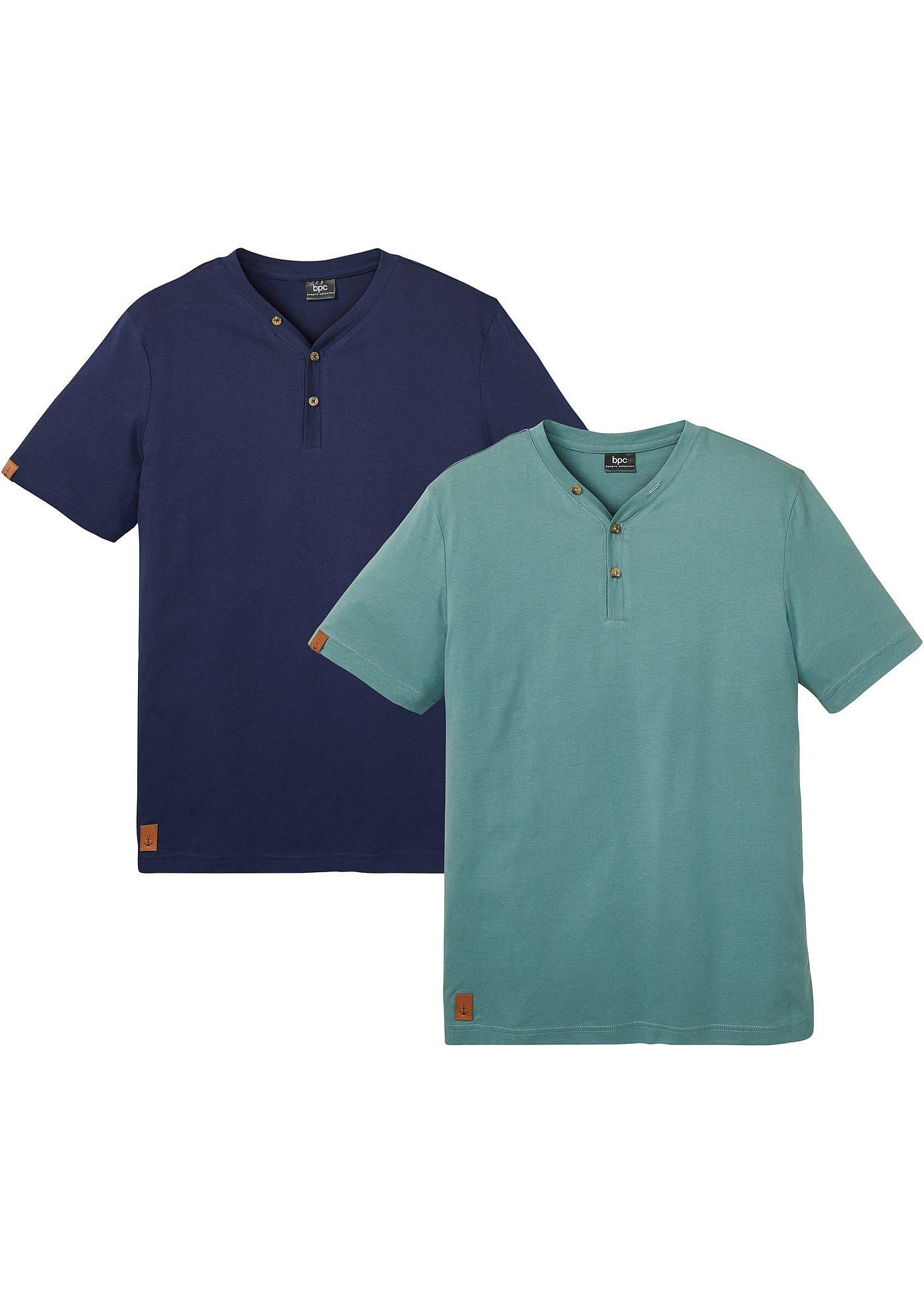 Image de Lot de 2 T-shirts col Henley, manches courtes