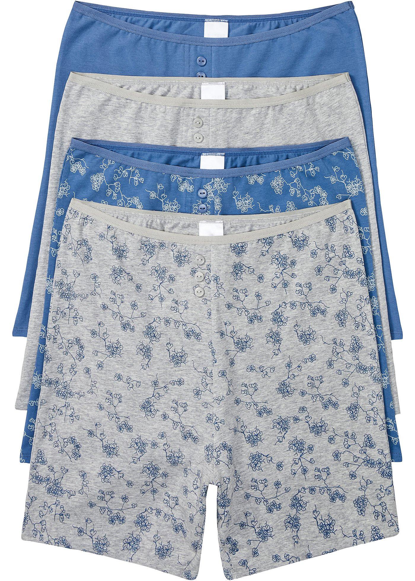 Lot de 4 boxers longs femme avec taille haute, avec coton