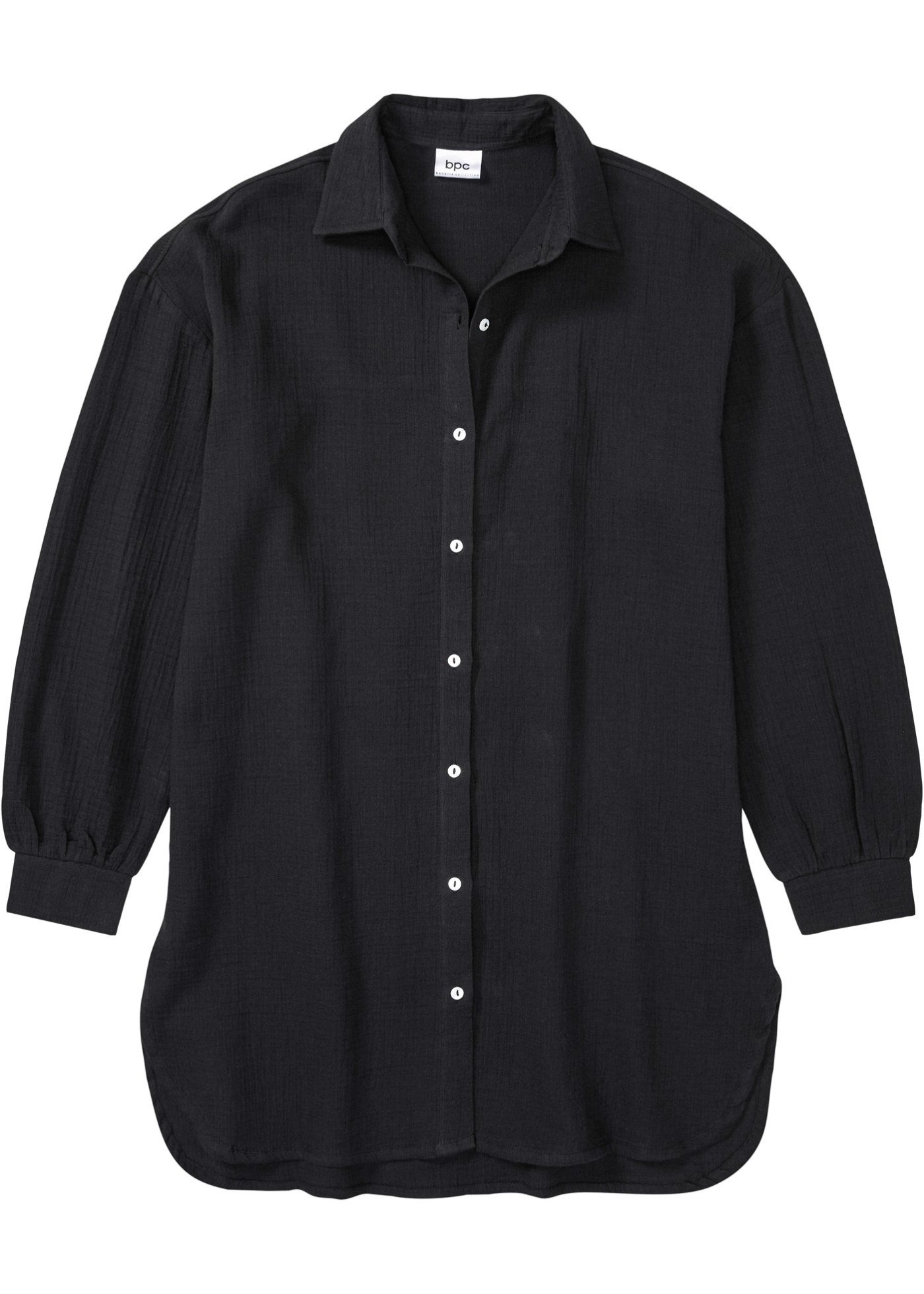 chemise de nuit oversized en gaze de coton avec patte de boutonnage