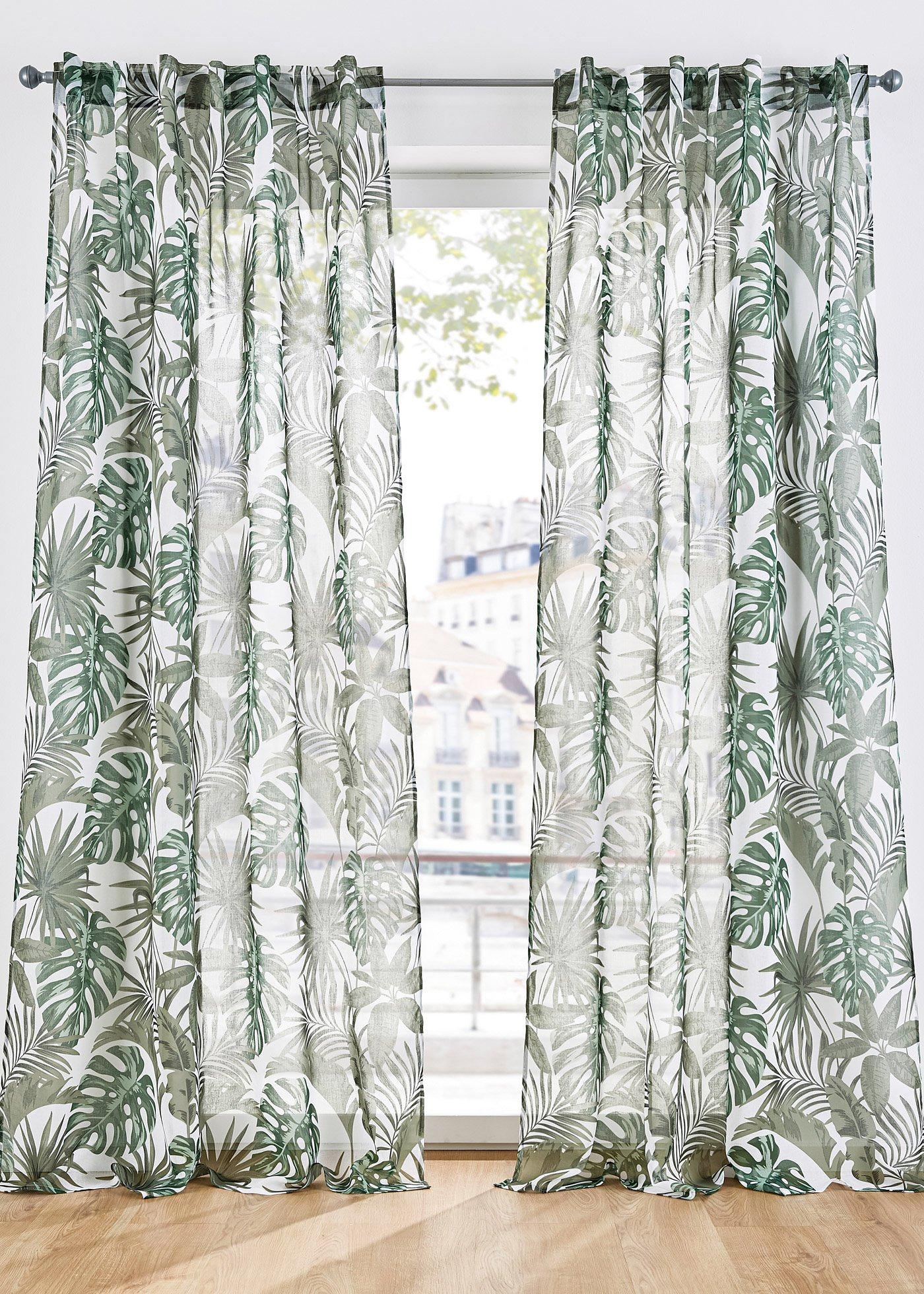 Voilage à imprimé jungle (1 pce.)