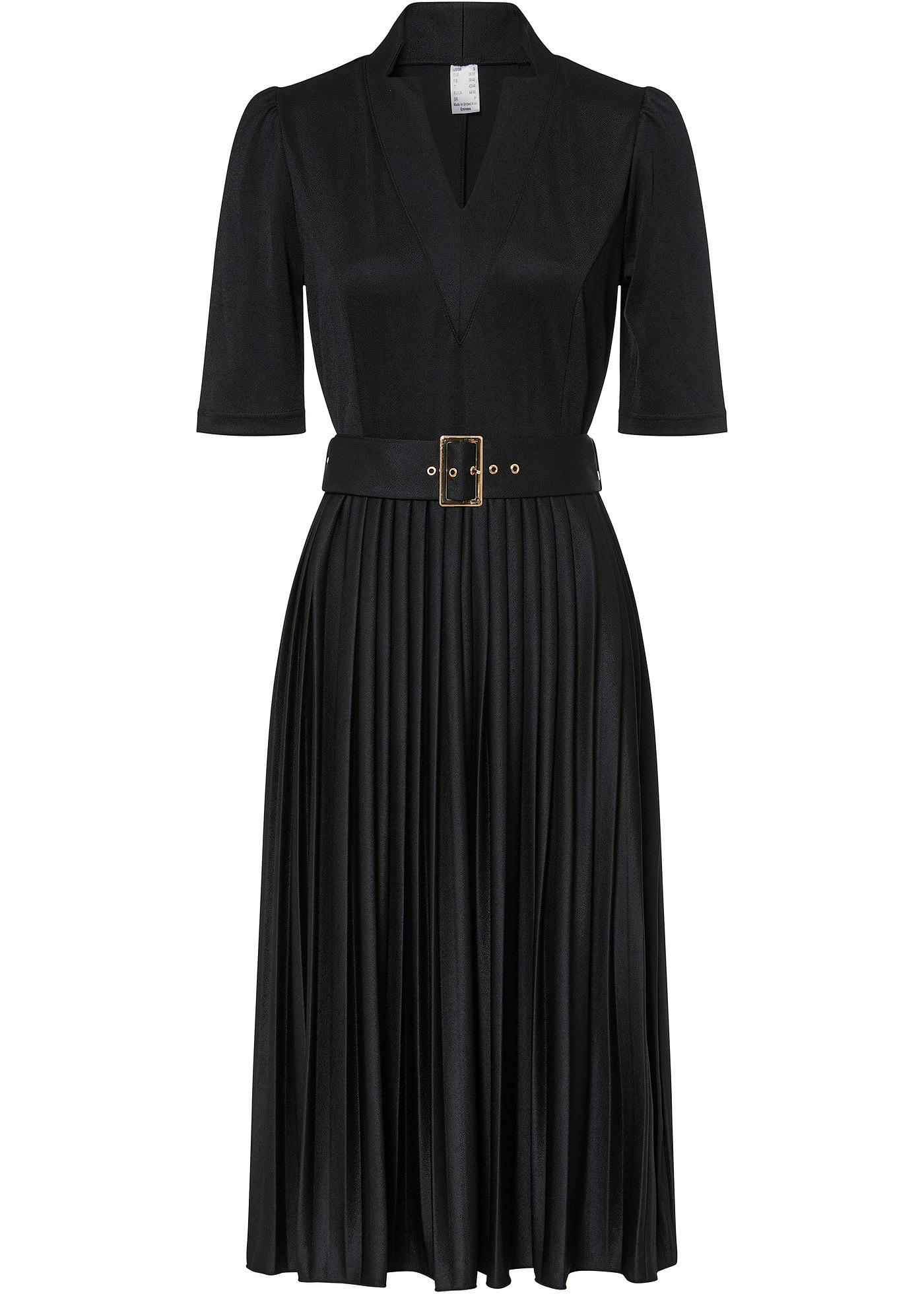 Robe midi en jersey avec jupe plissée