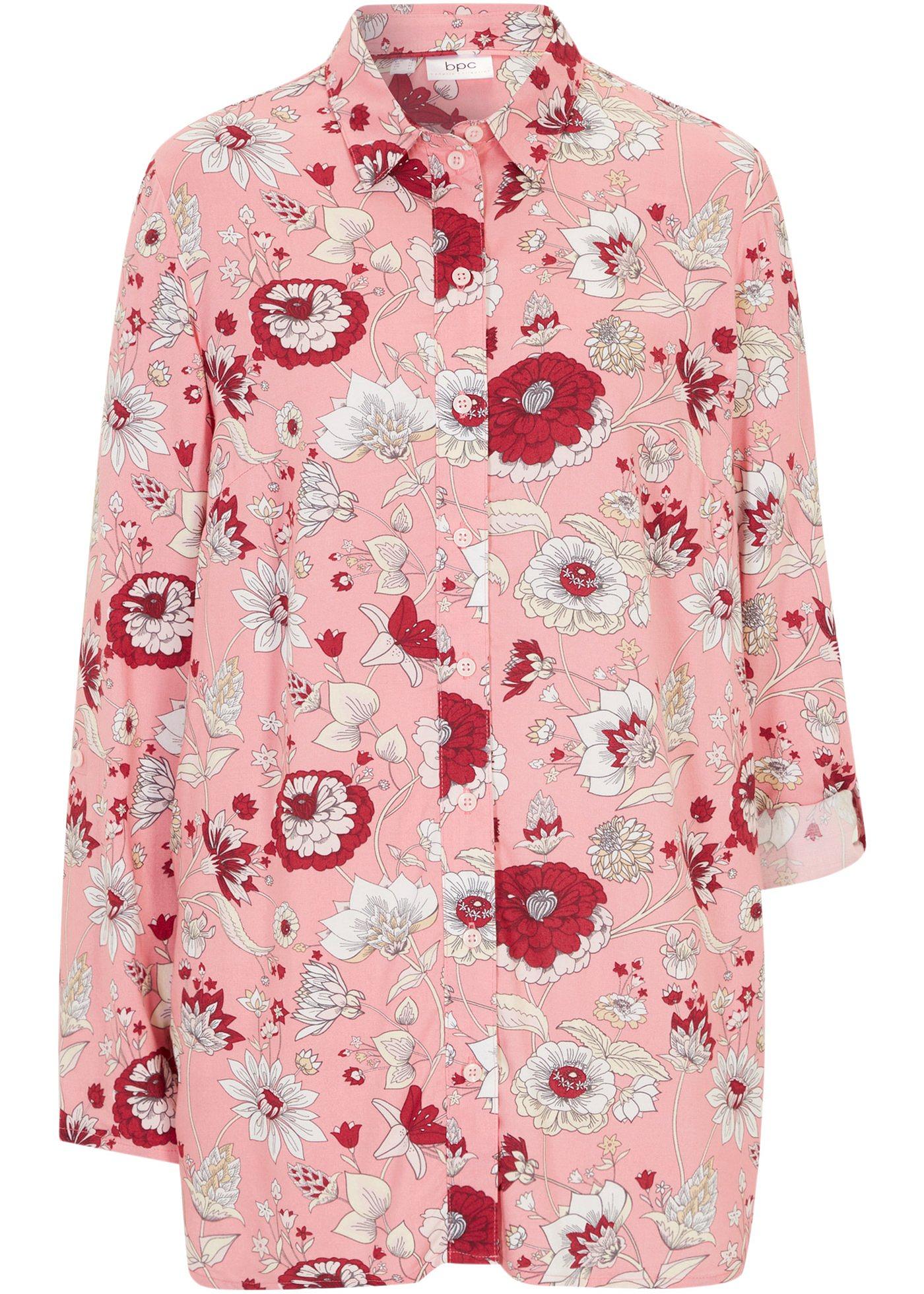 Blouse longue en viscose, à fleurs