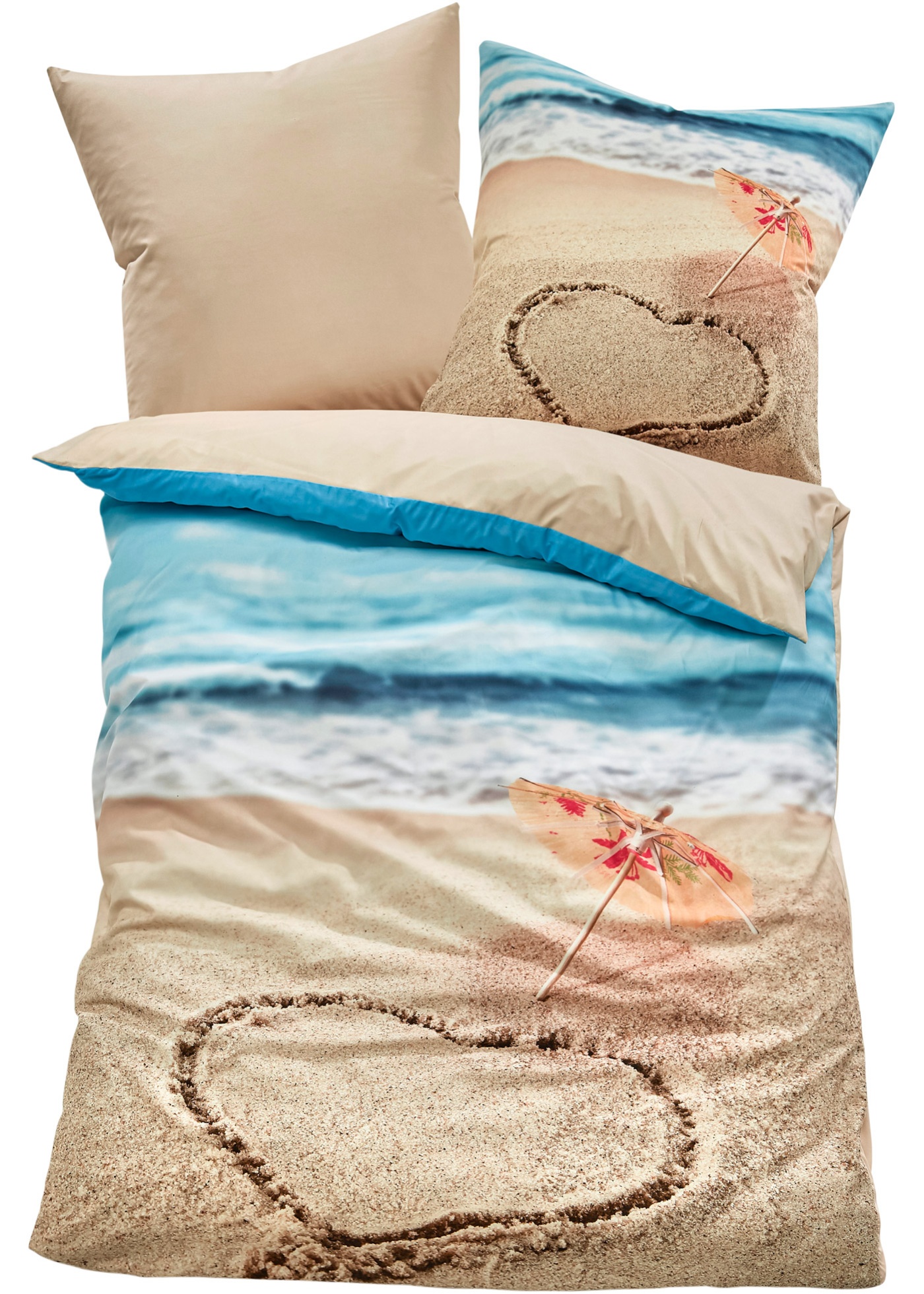 Parure de lit réversible avec motif plage