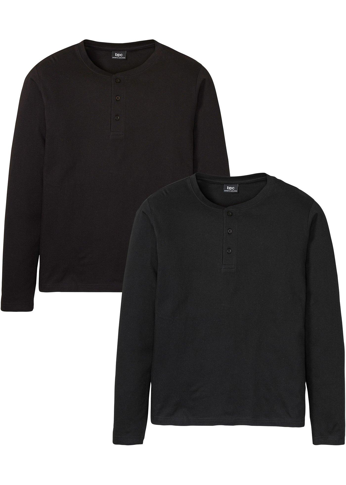 Lot de 2 T-shirts col Henley manches longues