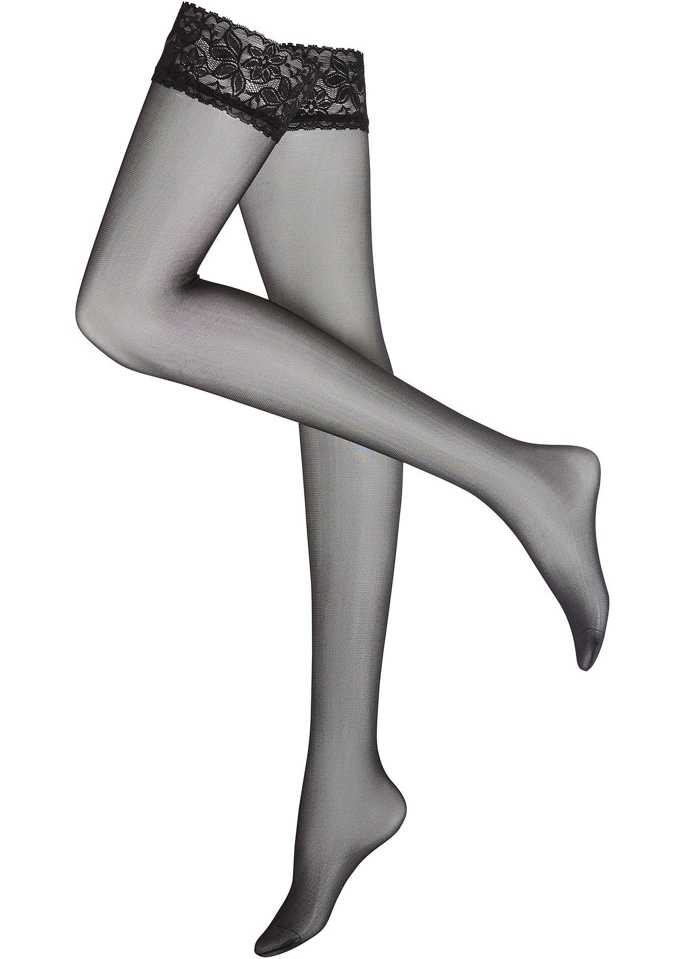 Bas auto-fixants 20den avec polyamide recyclé et dentelle