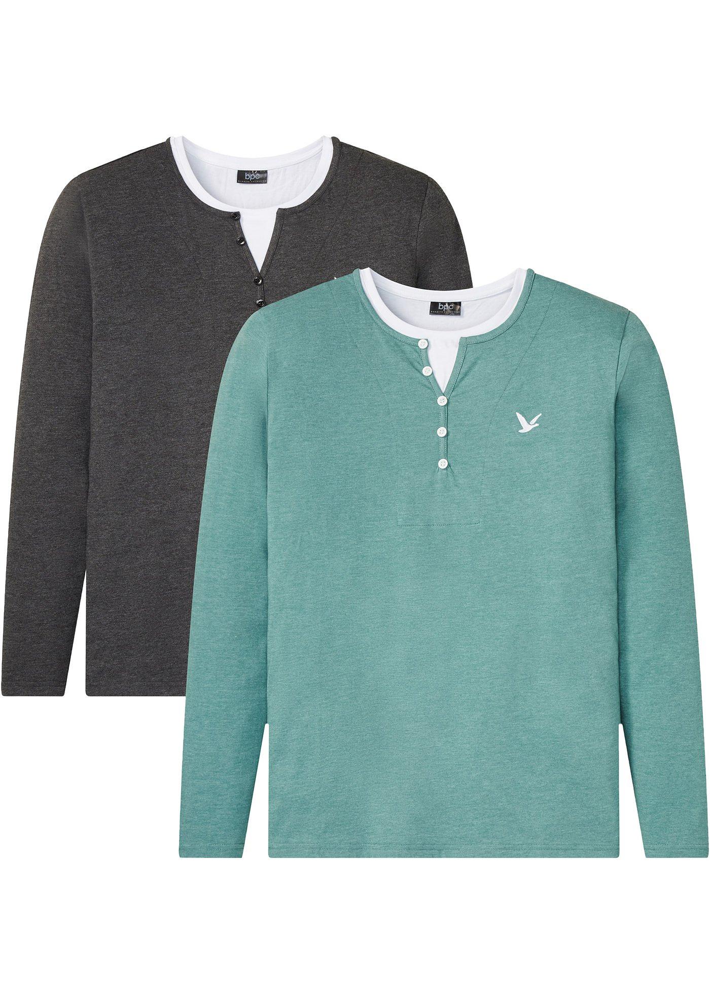 Lot de 2 T-shirts 2 en 1, manches longues