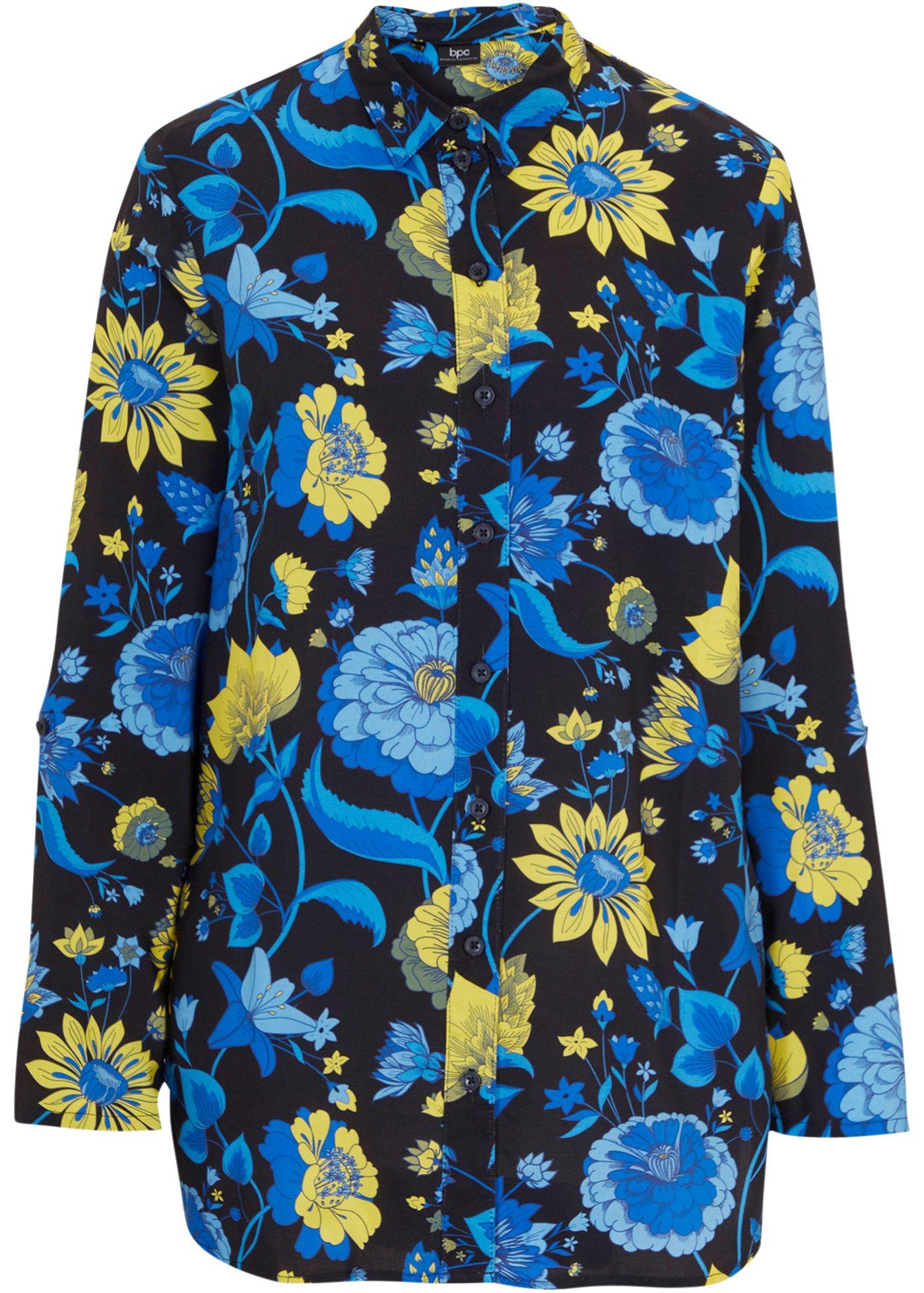 Blouse longue en viscose, à fleurs