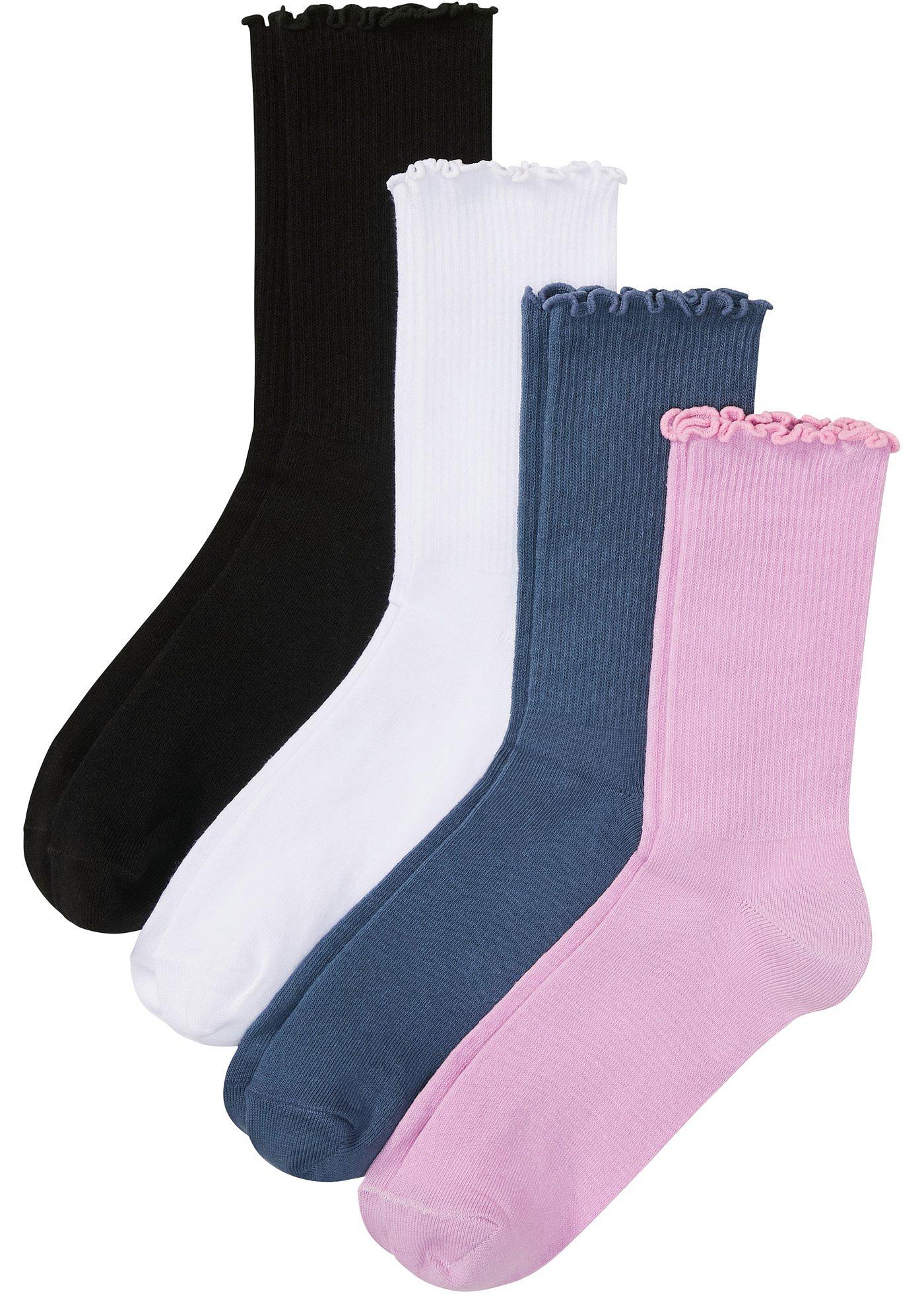 Lot de 4 paires de chaussettes côtelées avec bord ruché