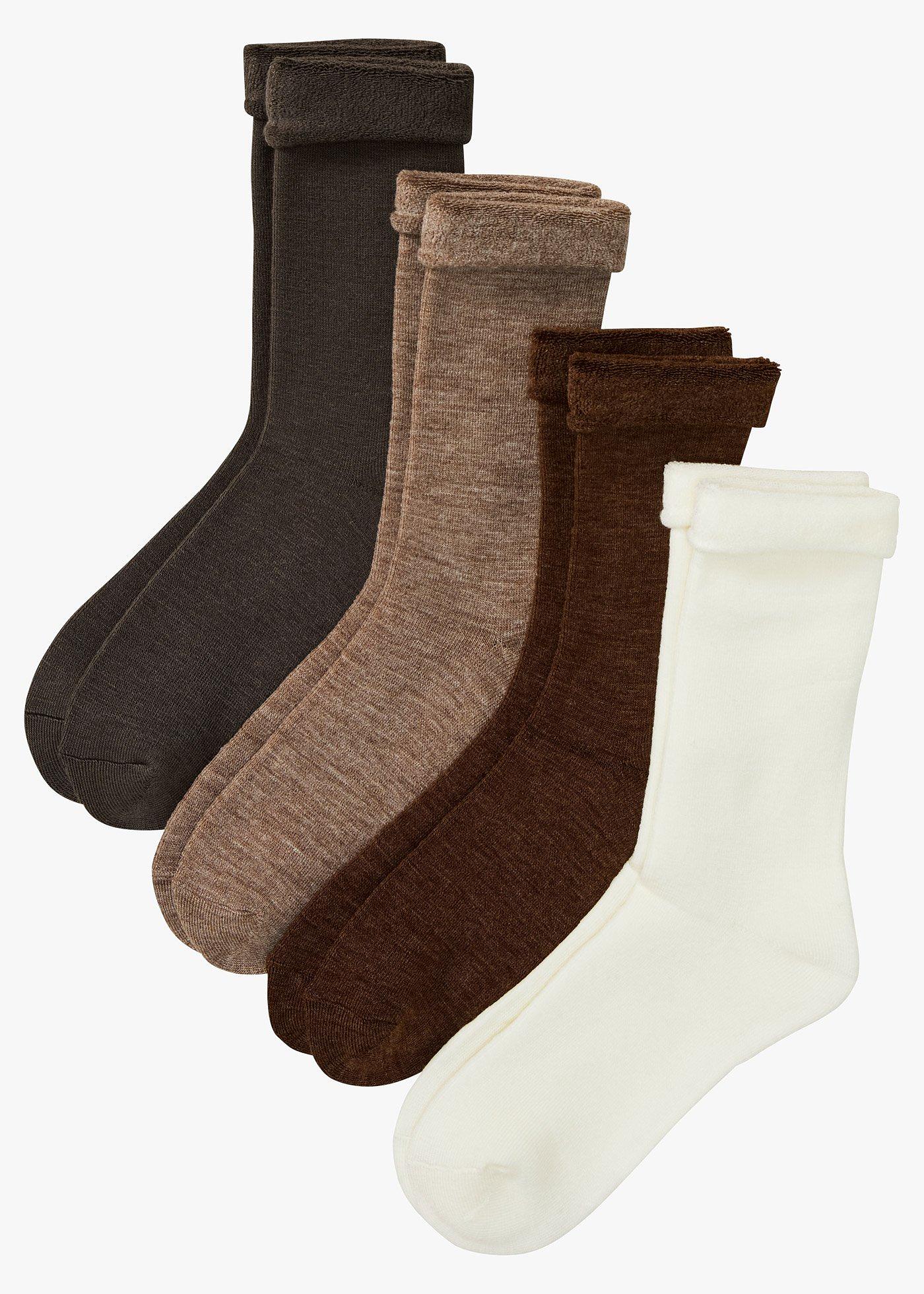 Lot de 4 paires de chaussettes thermo avec revers et intérieur éponge