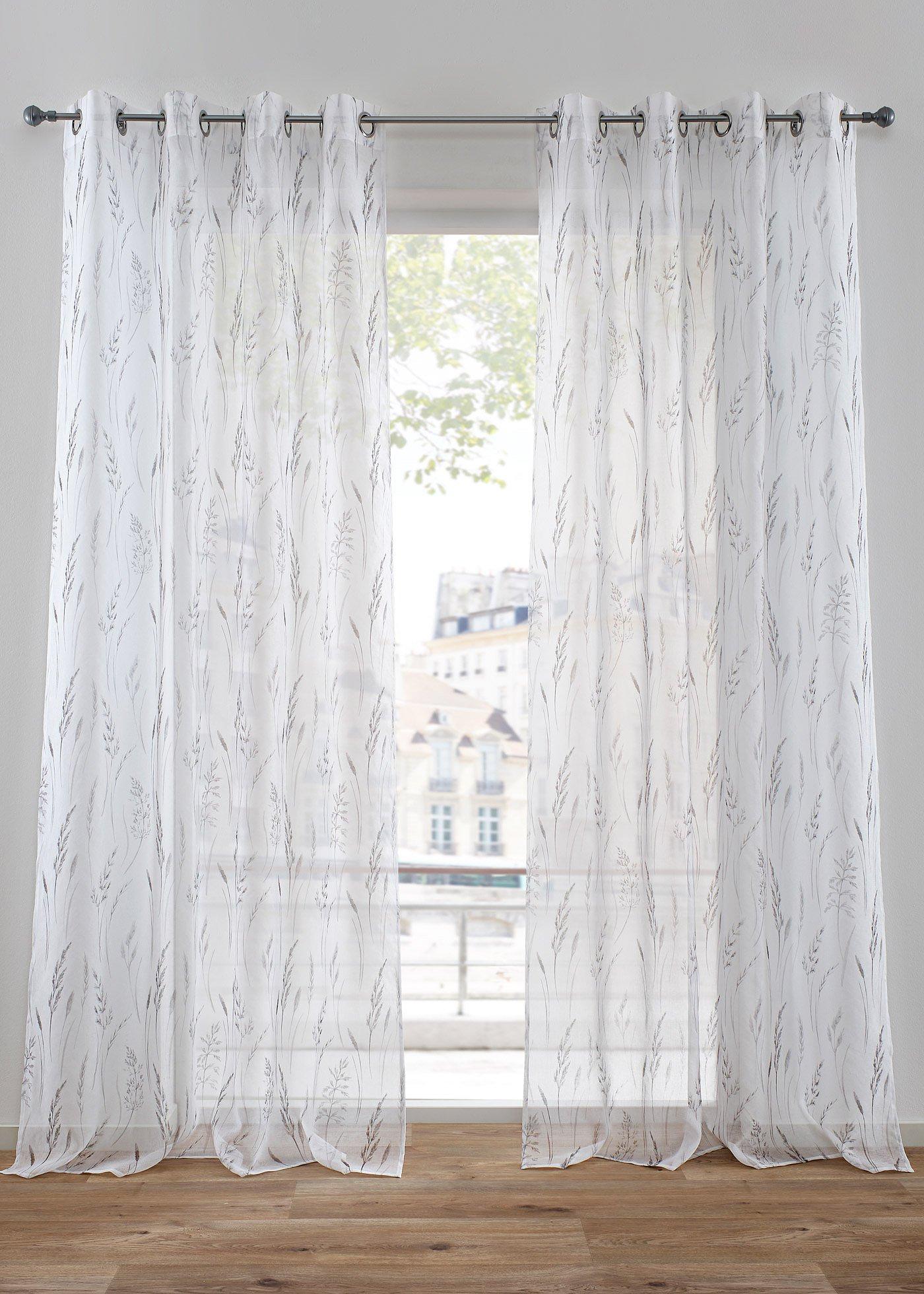 Voilage à imprimé herbacée (1 pce.)