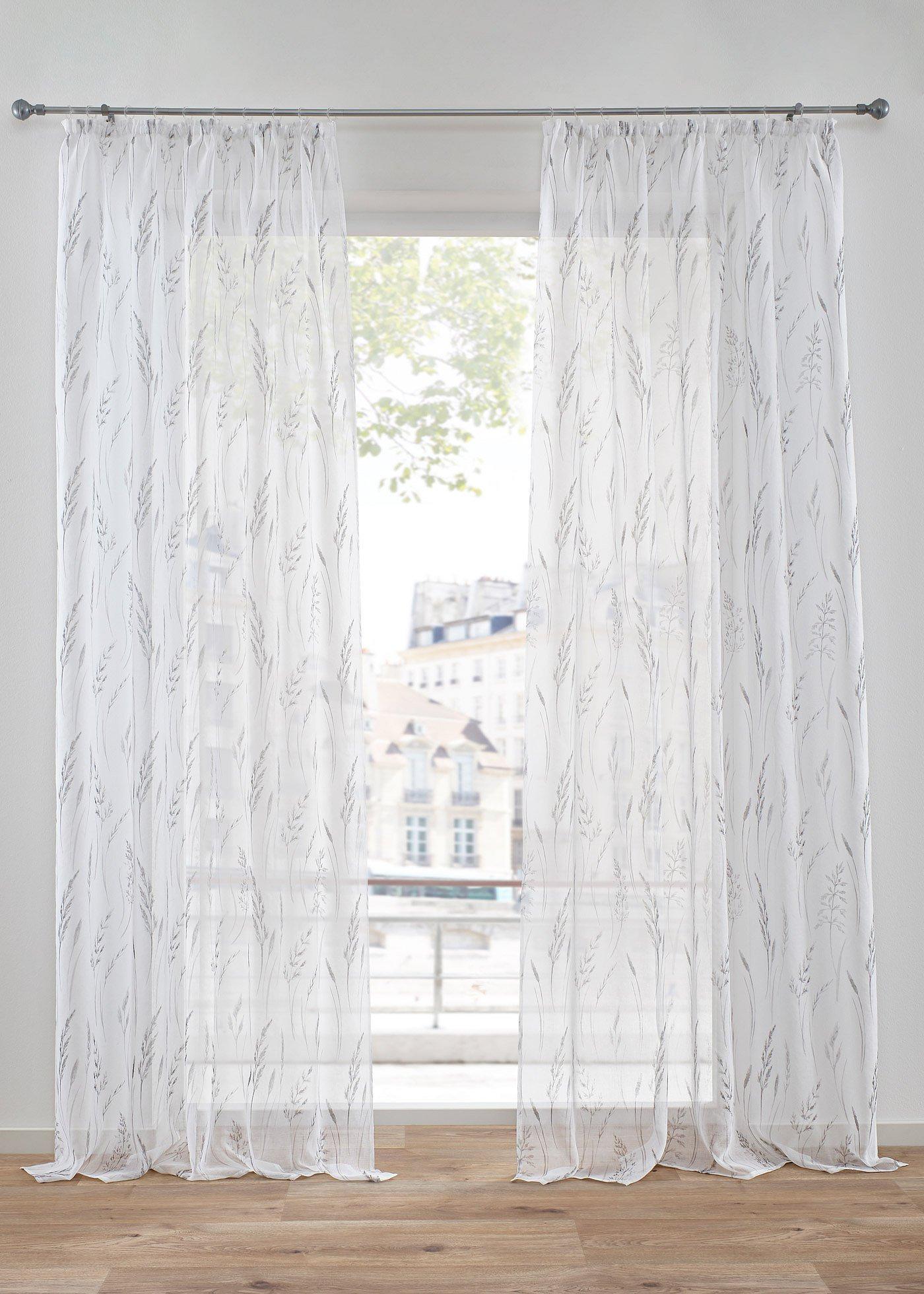 Voilage à imprimé herbacée (1 pce.)