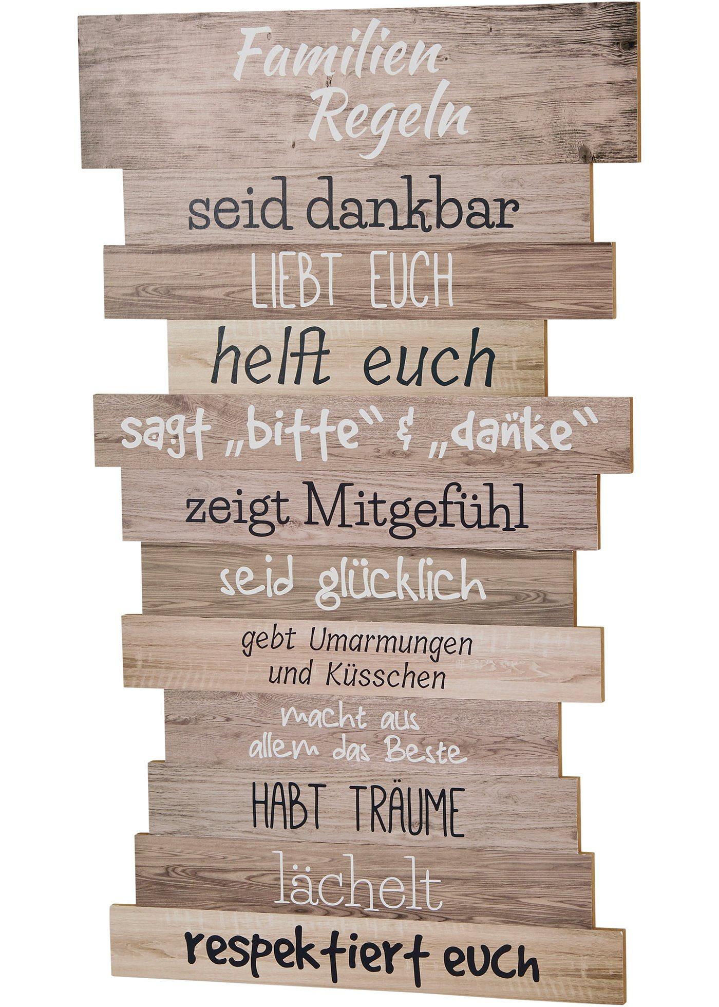 Décoration murale avec règles de la famille