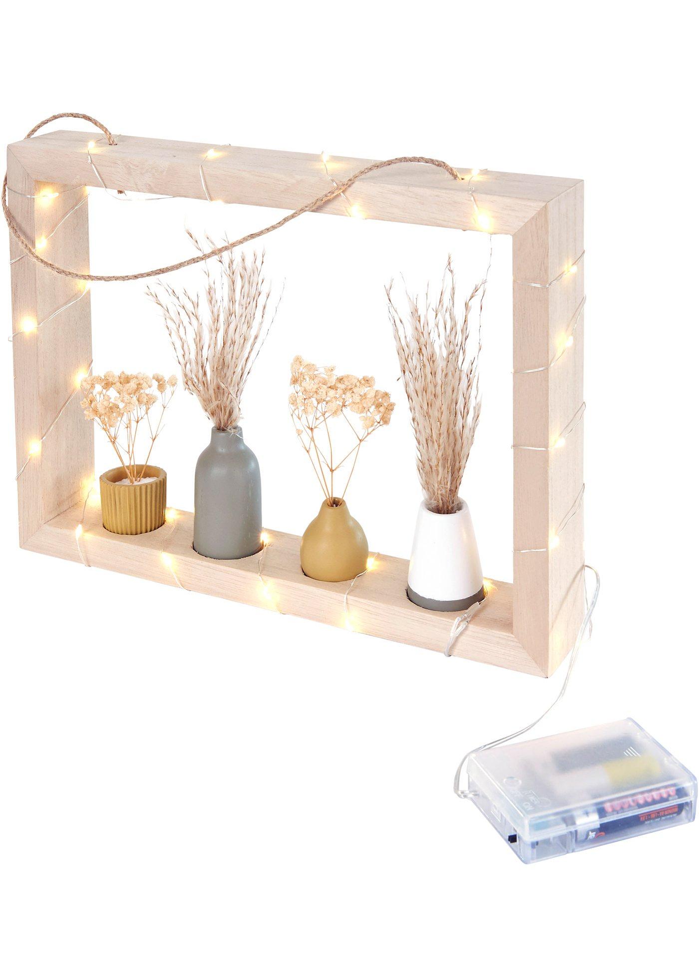 Objet déco LED avec herbes