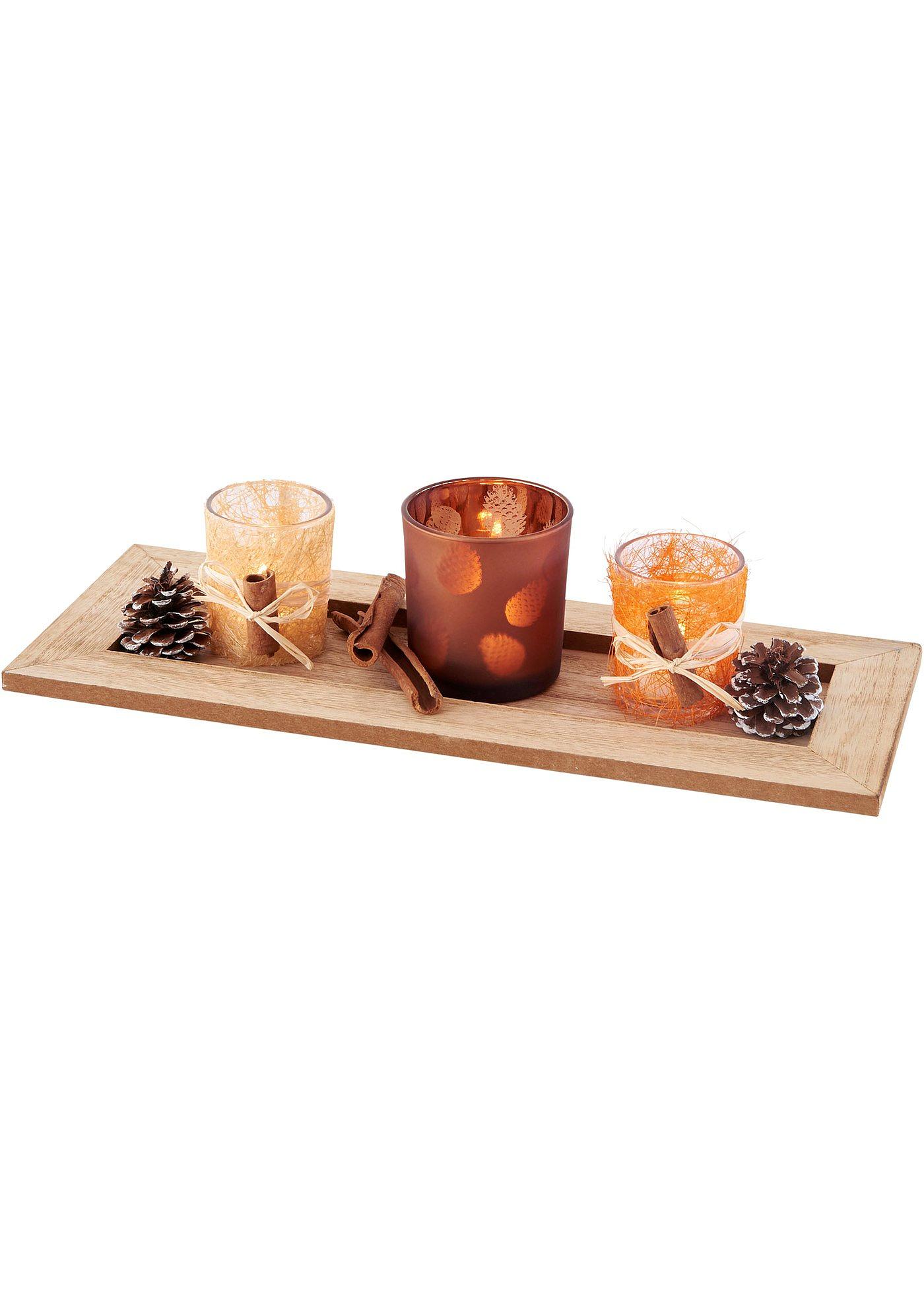 Plateau déco avec verres photophores