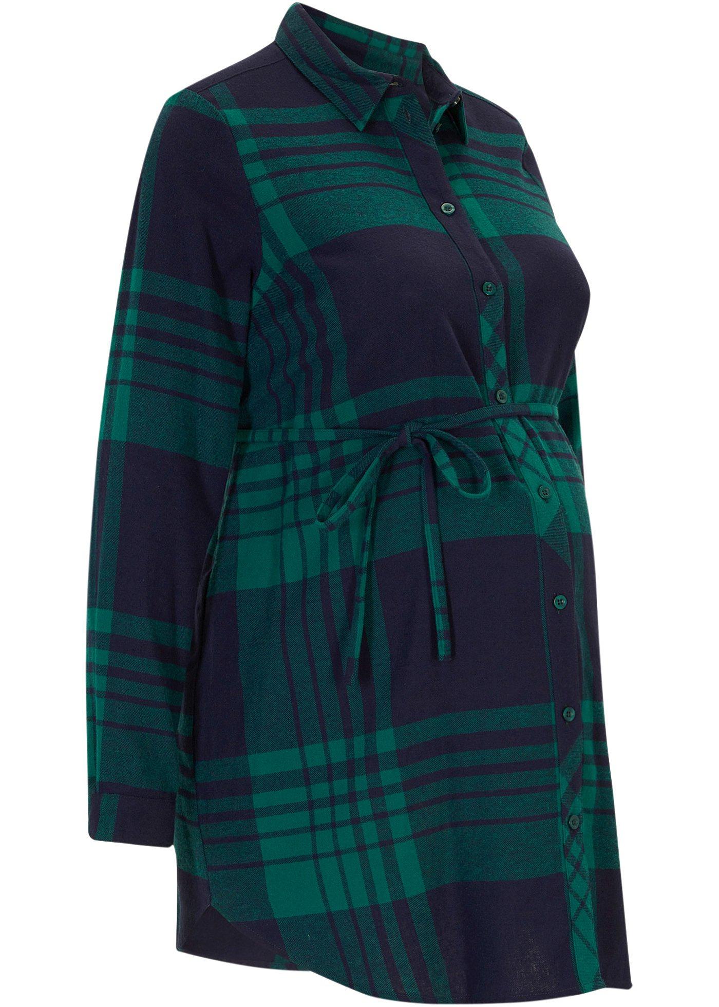 Chemisier long de grossesse/allaitement en flanelle