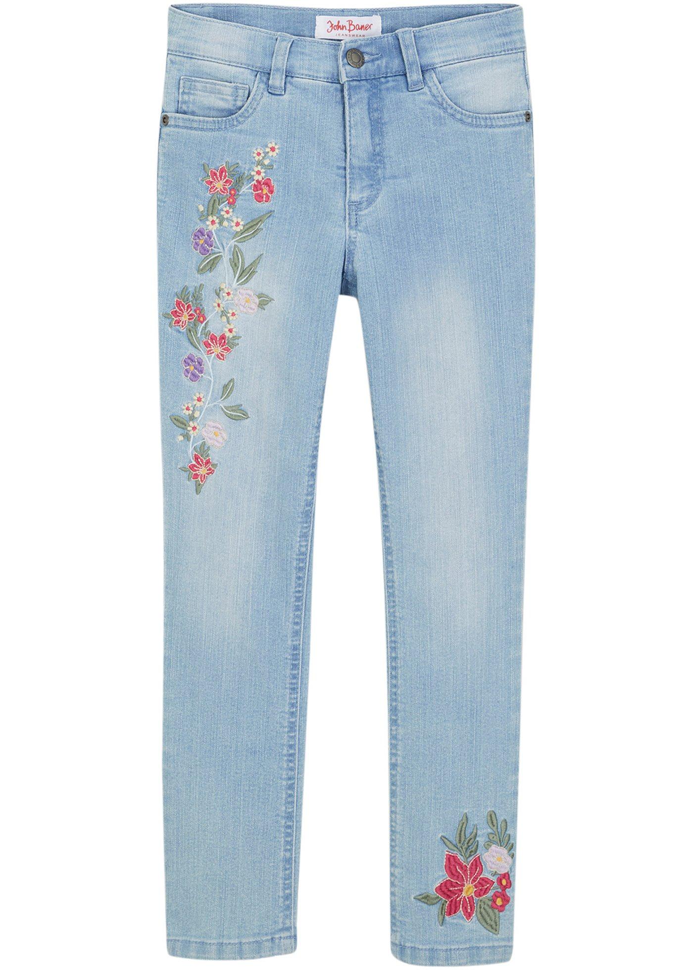 Jean Skinny fille avec broderie florale