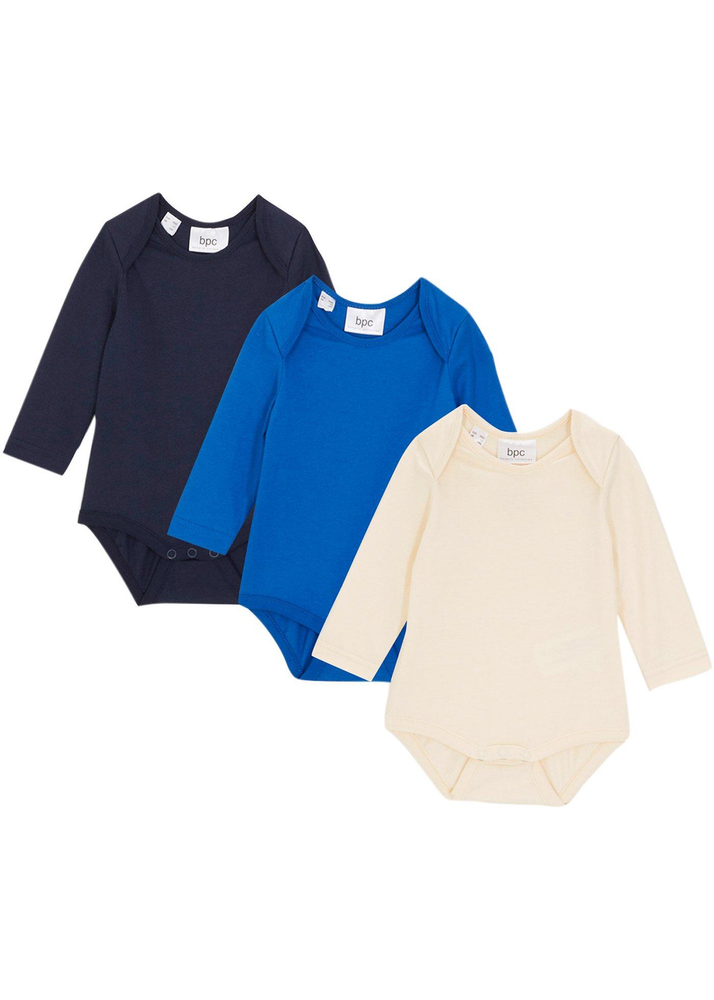 Lot de 3 bodies bébé manches longues en coton