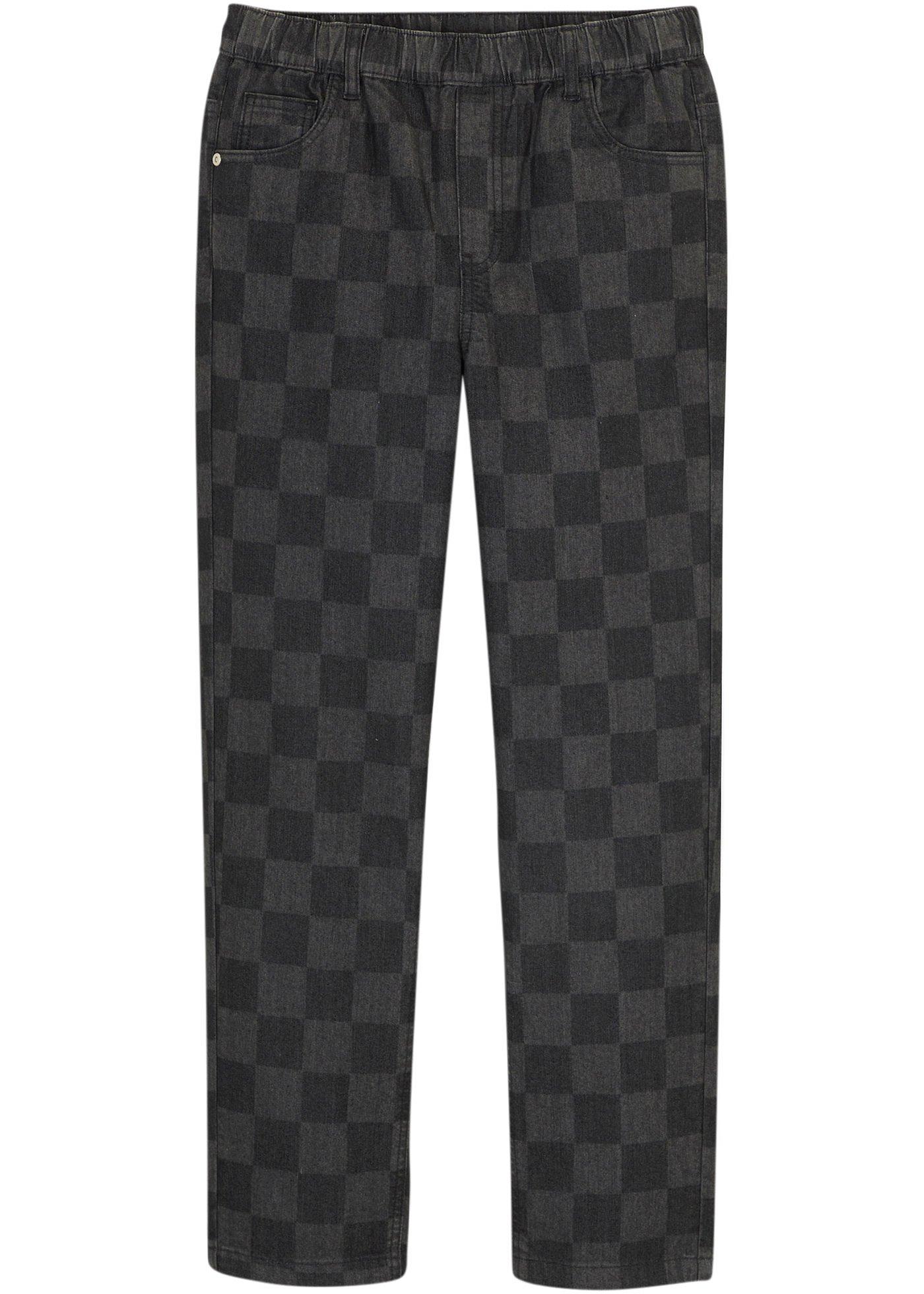 Jean garçon Wide Leg à carreaux, Loose Fit