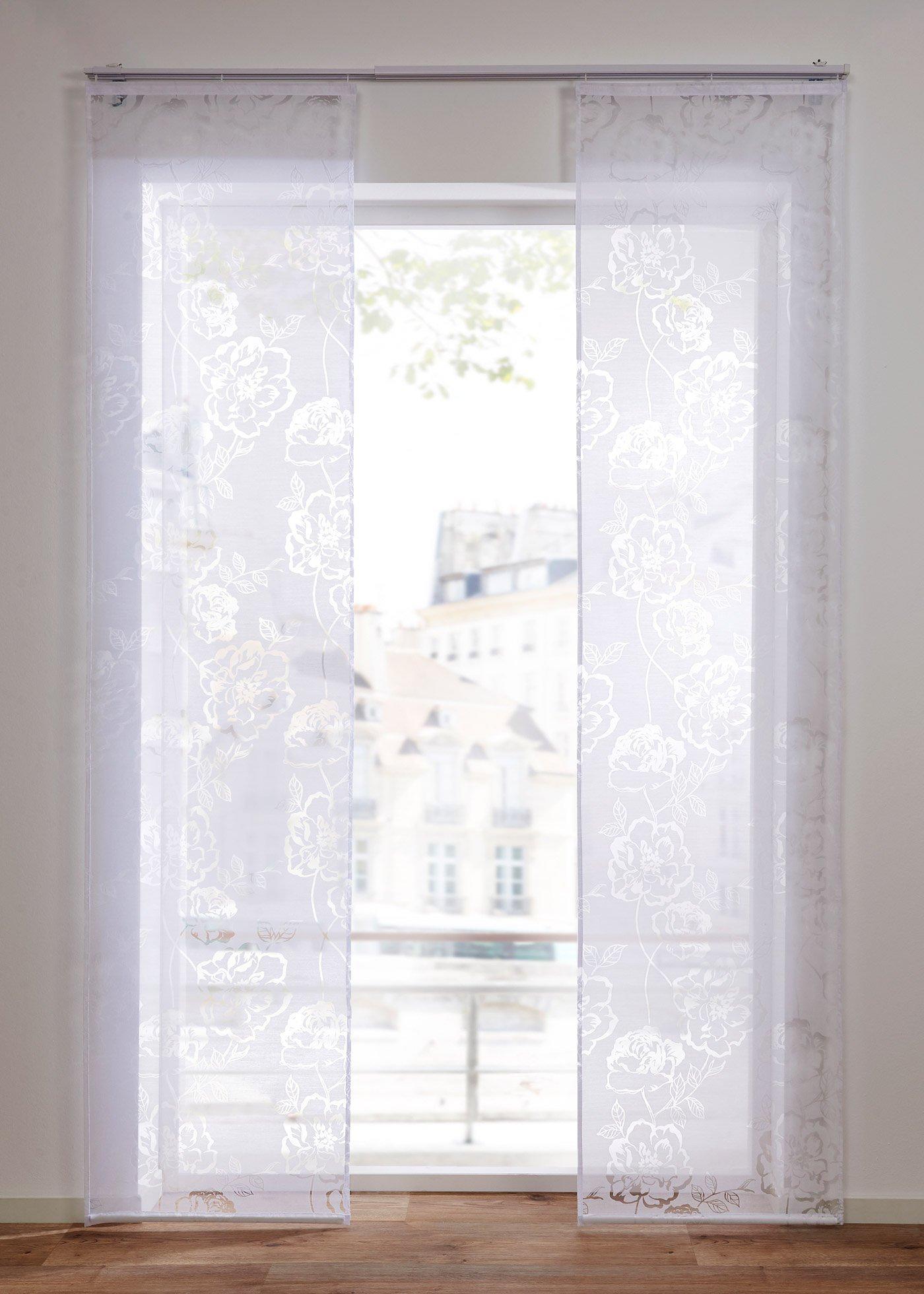 Panneau coulissant à fleurs en dévoré (1 pce.)