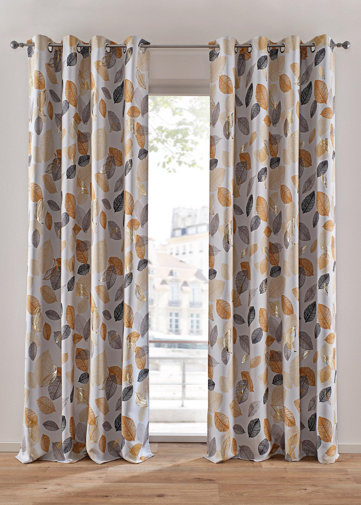 Panneau occultant avec imprimé feuilles brillant (1 pce.)