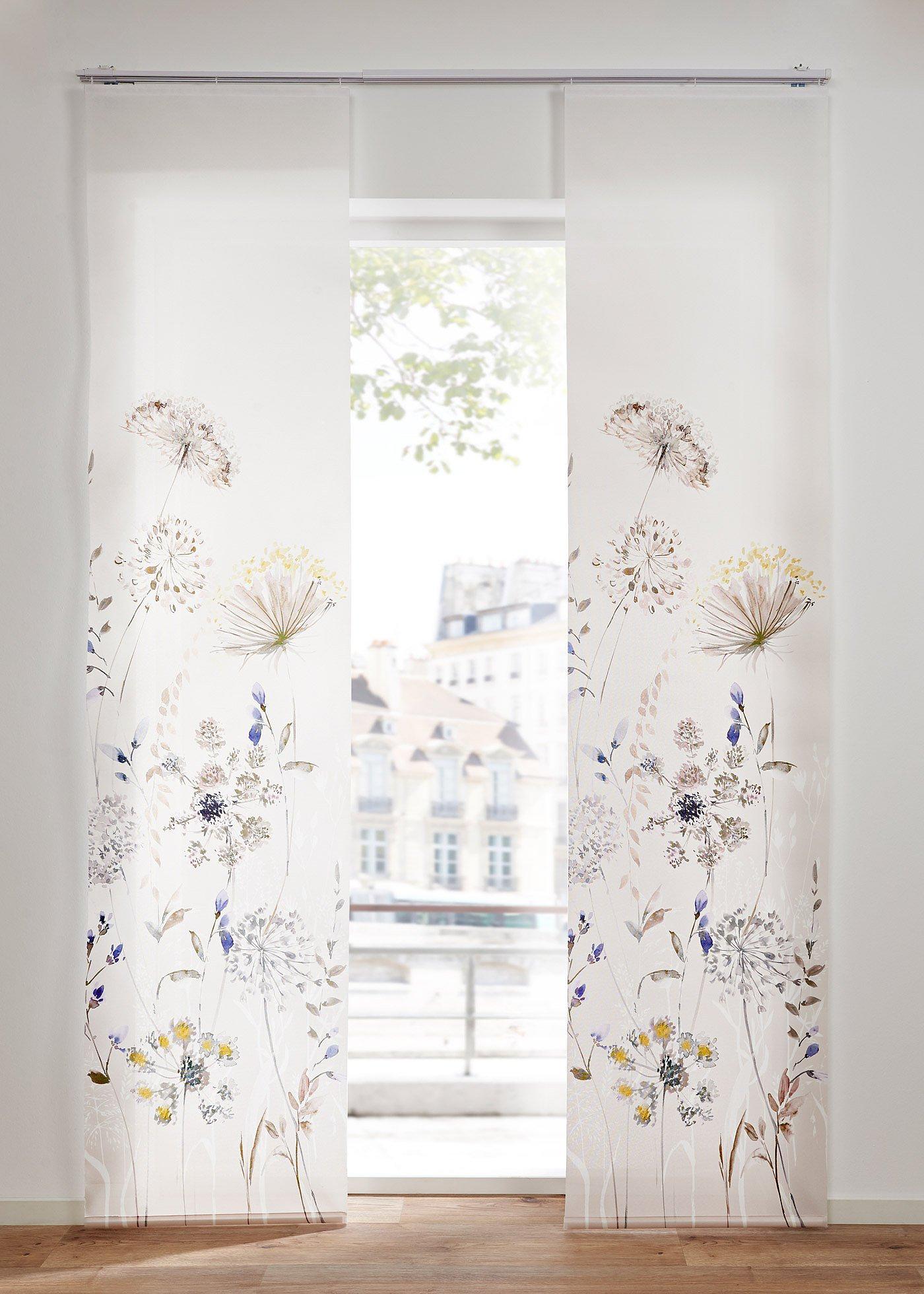 Panneau coulissant anti-éblouissement avec imprimé floral (1 pce.)