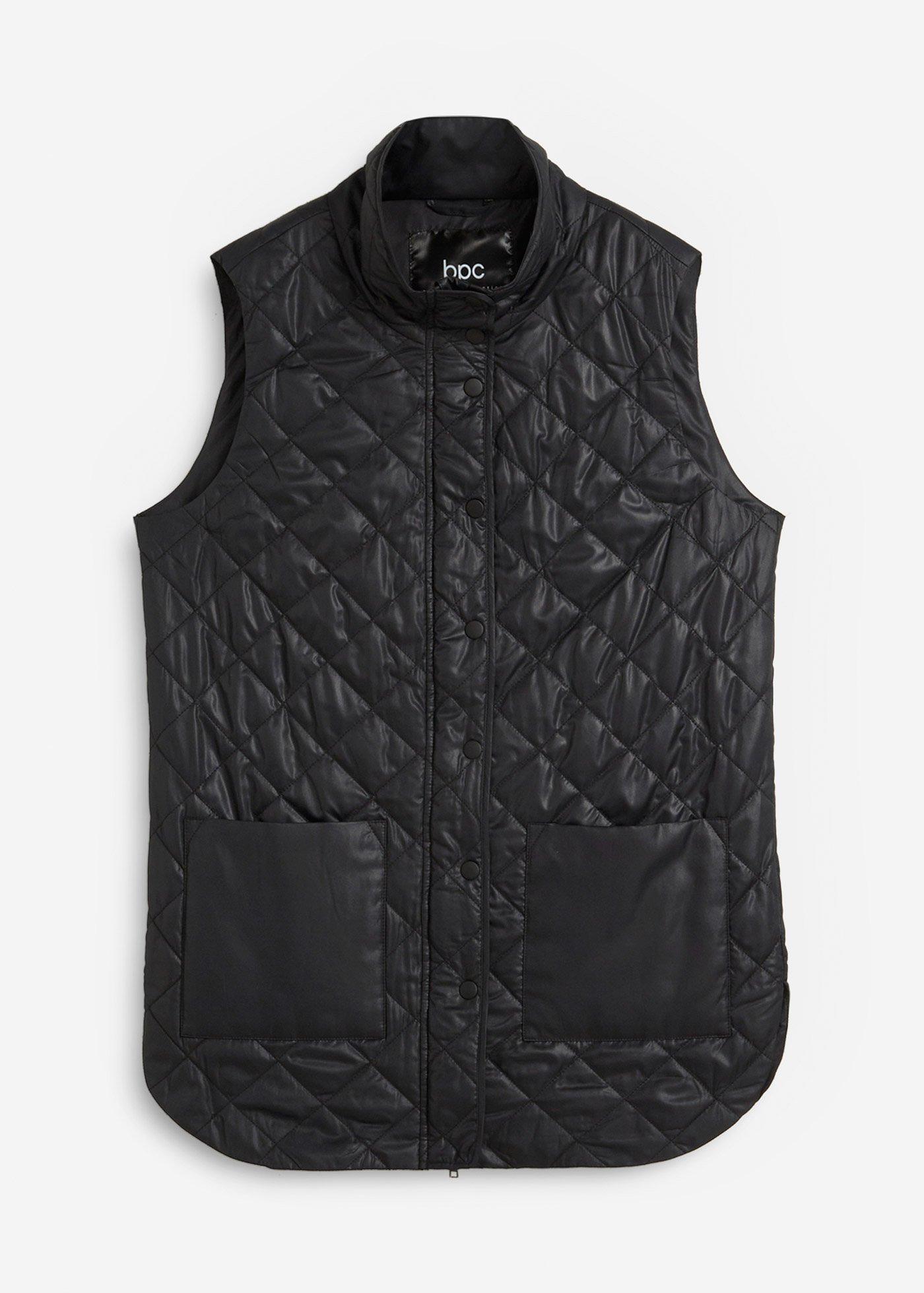 Veste matelassée longue et légère sans manches avec poches plaquées