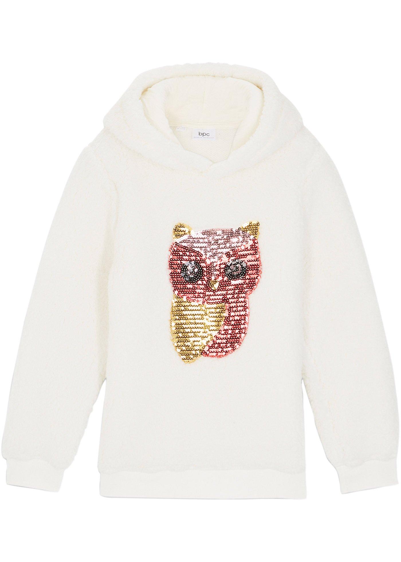 Pull fille en polaire peluche douce à capuche