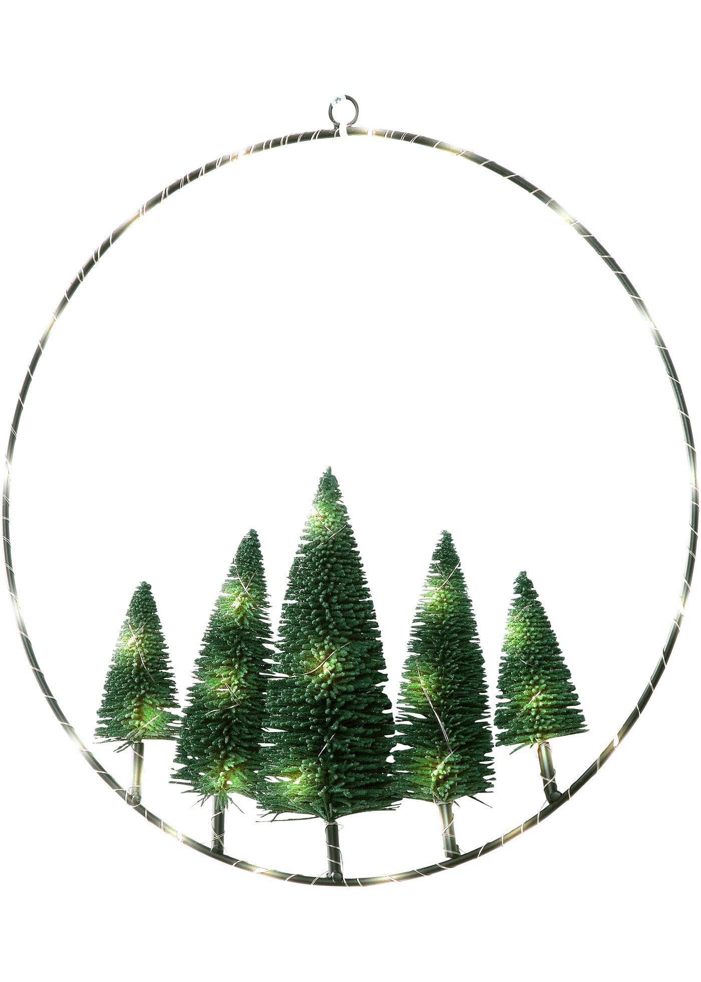 Déco suspendue LED avec sapins