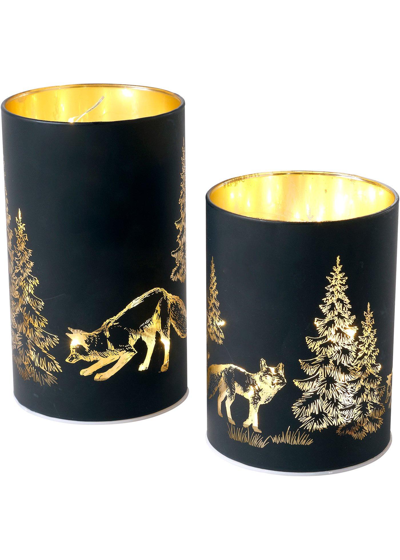 Objet déco LED avec paysage d'hiver (Ens. 2 pces.)