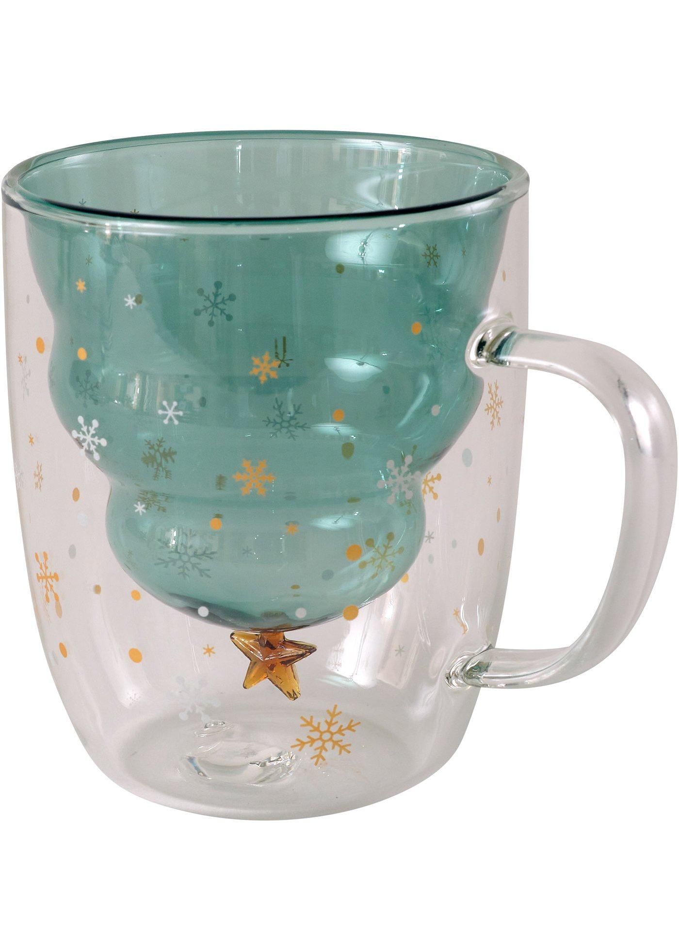 Tasse en verre double paroi avec motif de Noël