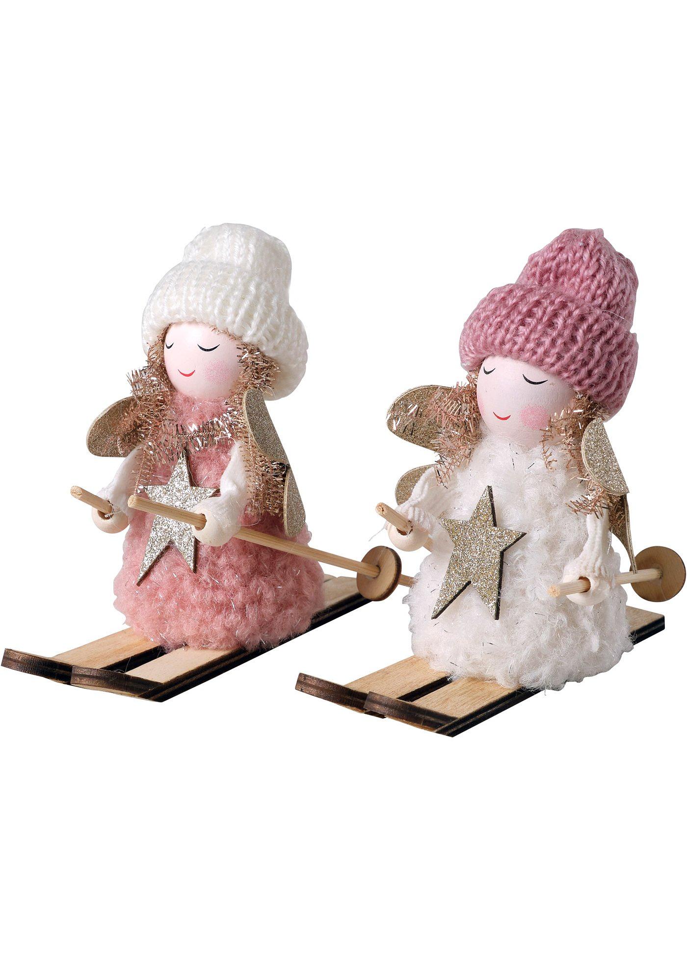 Figurine déco ange en ski (Ens. 2 pces.)