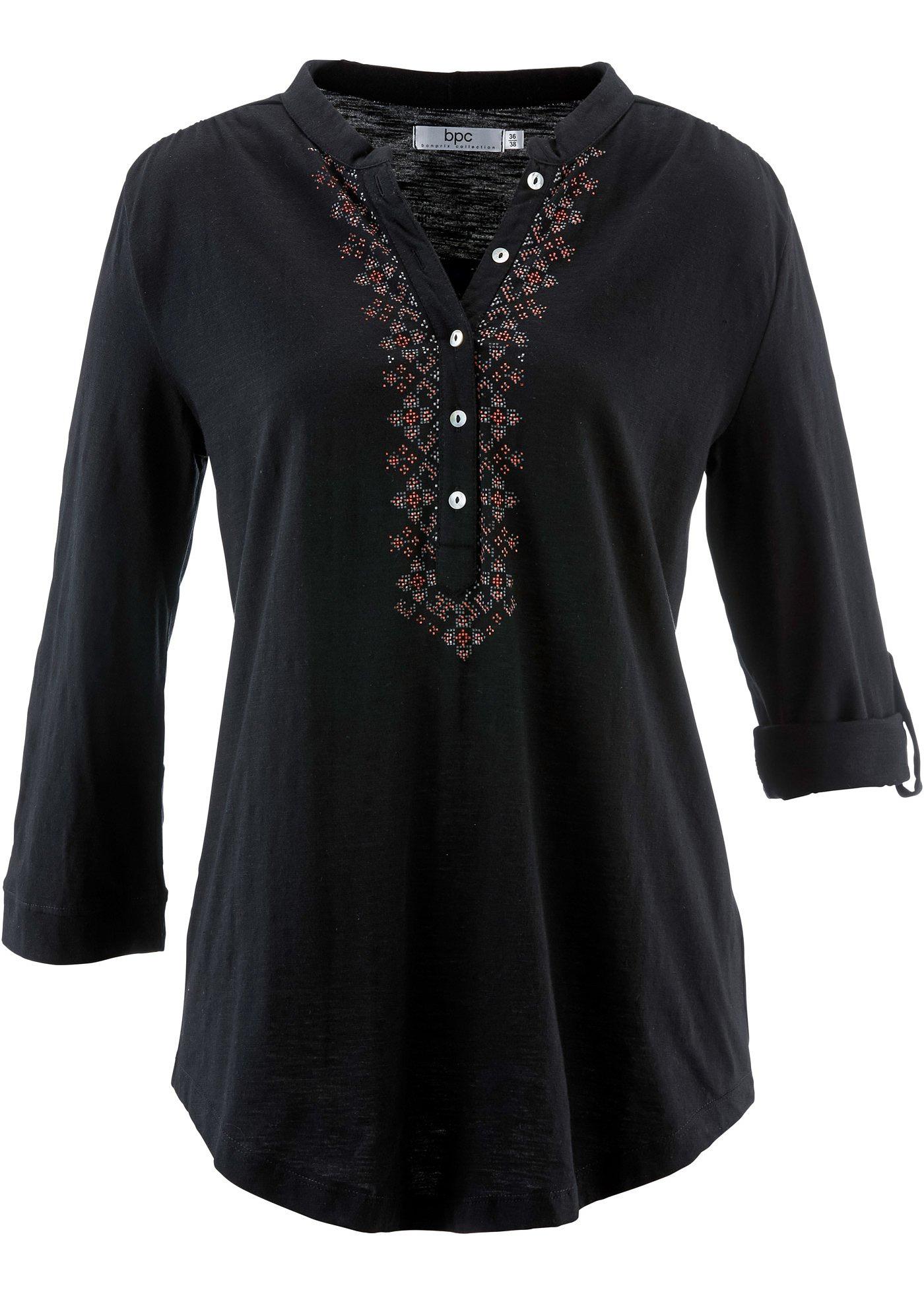 T-shirt coton, manches 3/4