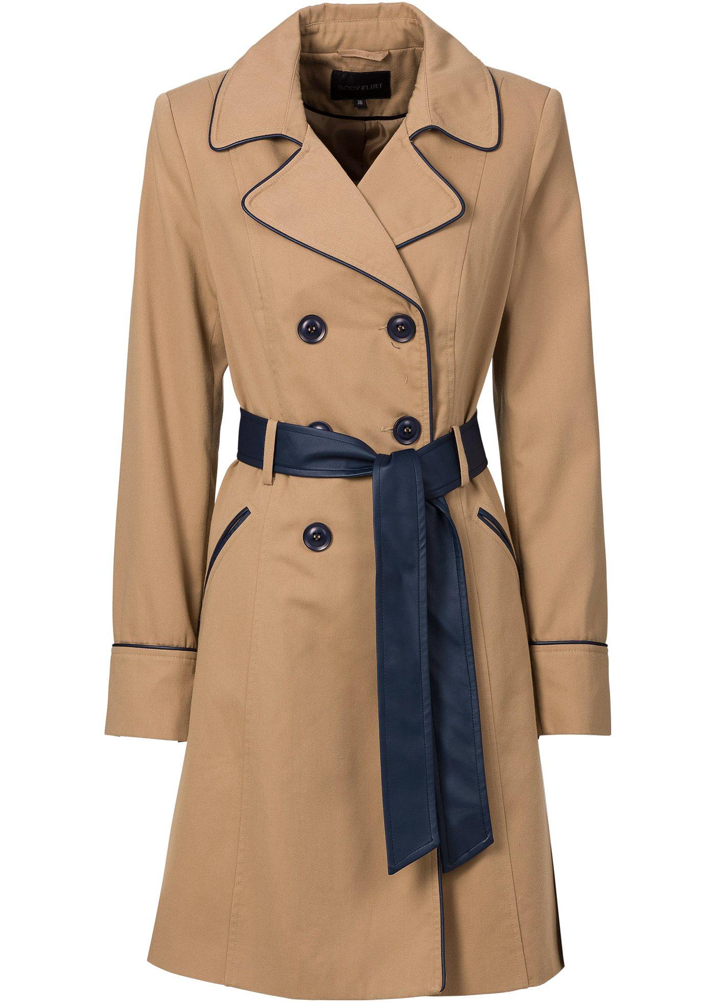 Trench-coat élégant avec contrastes de couleur - camel mat