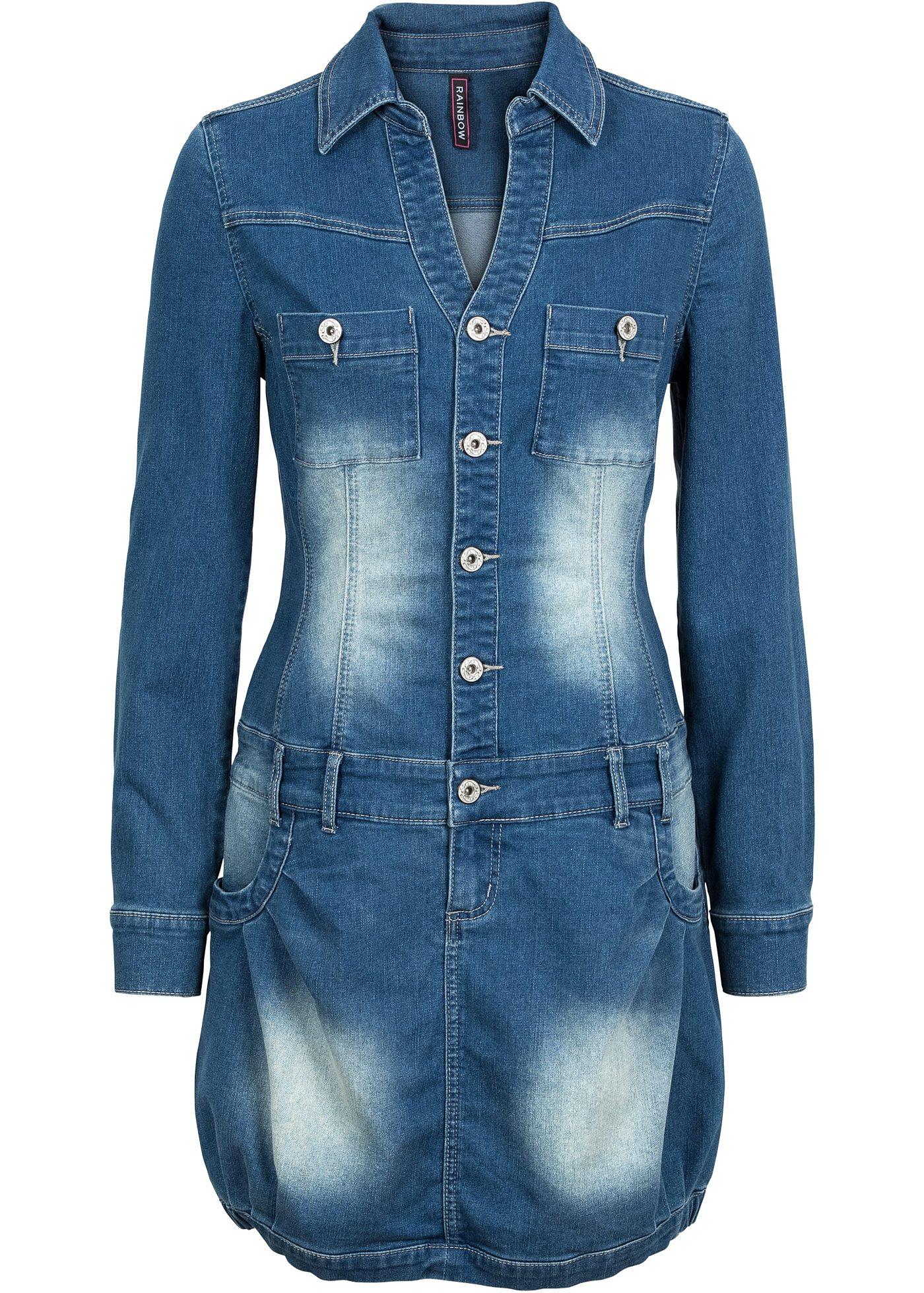 Robe en jean manches longues avec jupe ballon