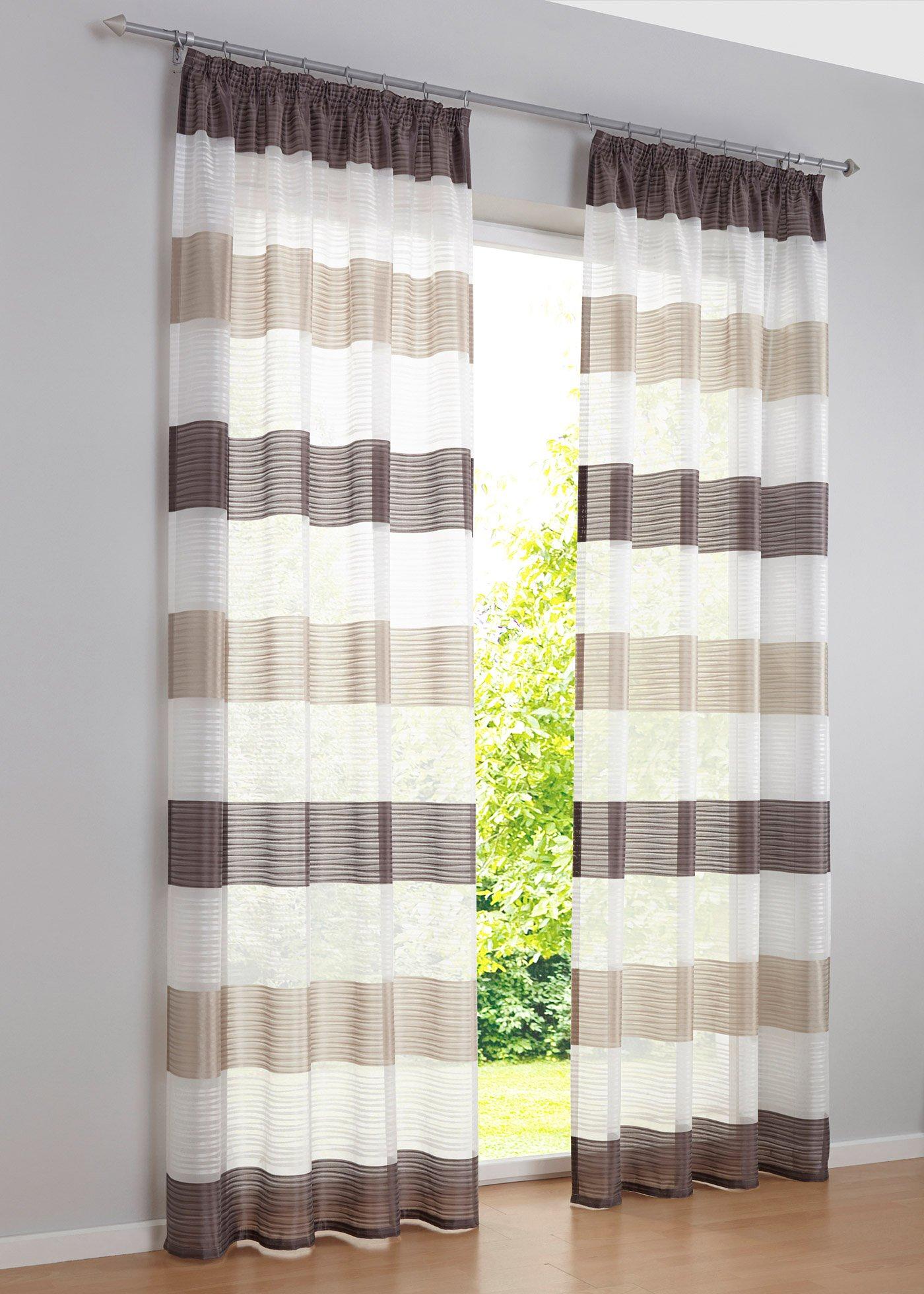 Voilage à rayures horizontales (1 pce.)