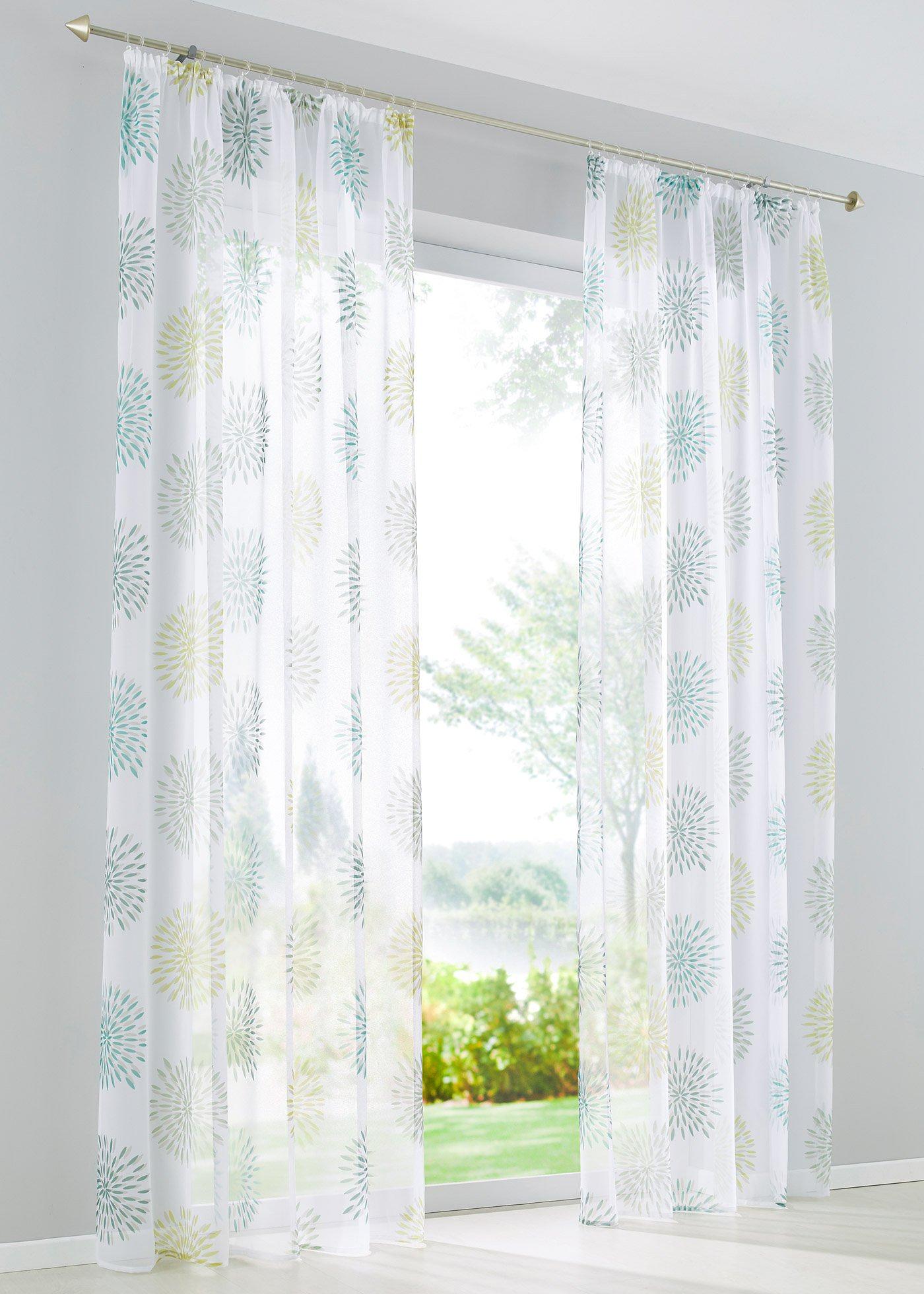 Voilage transparent à imprimé cercles (1 pce.)