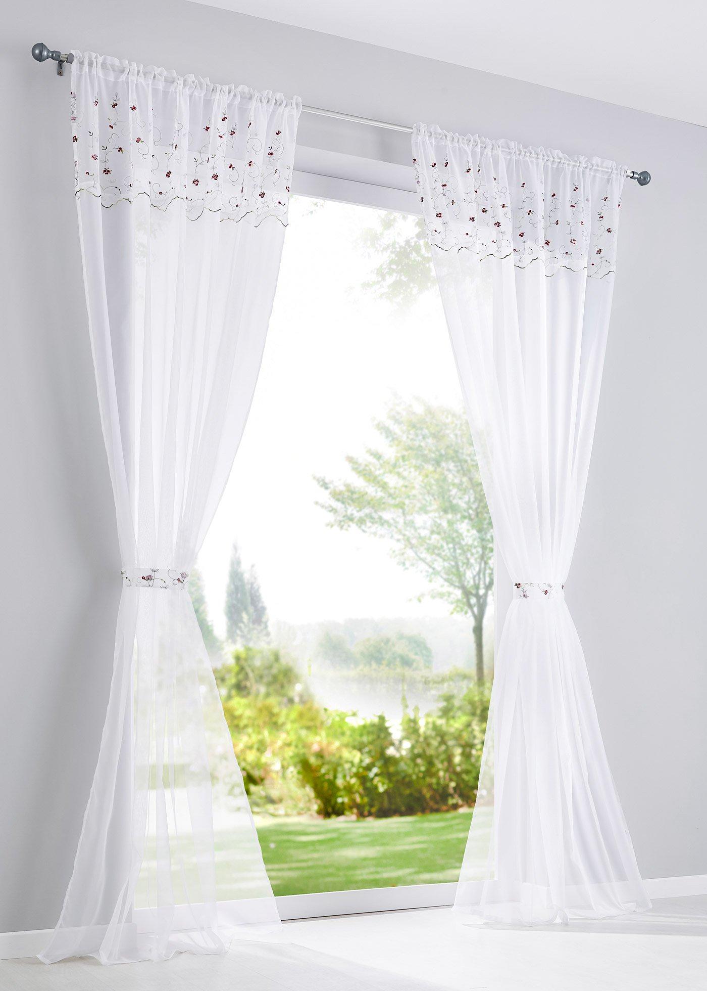 Voilage brodé avec embrasse (1 pce.)