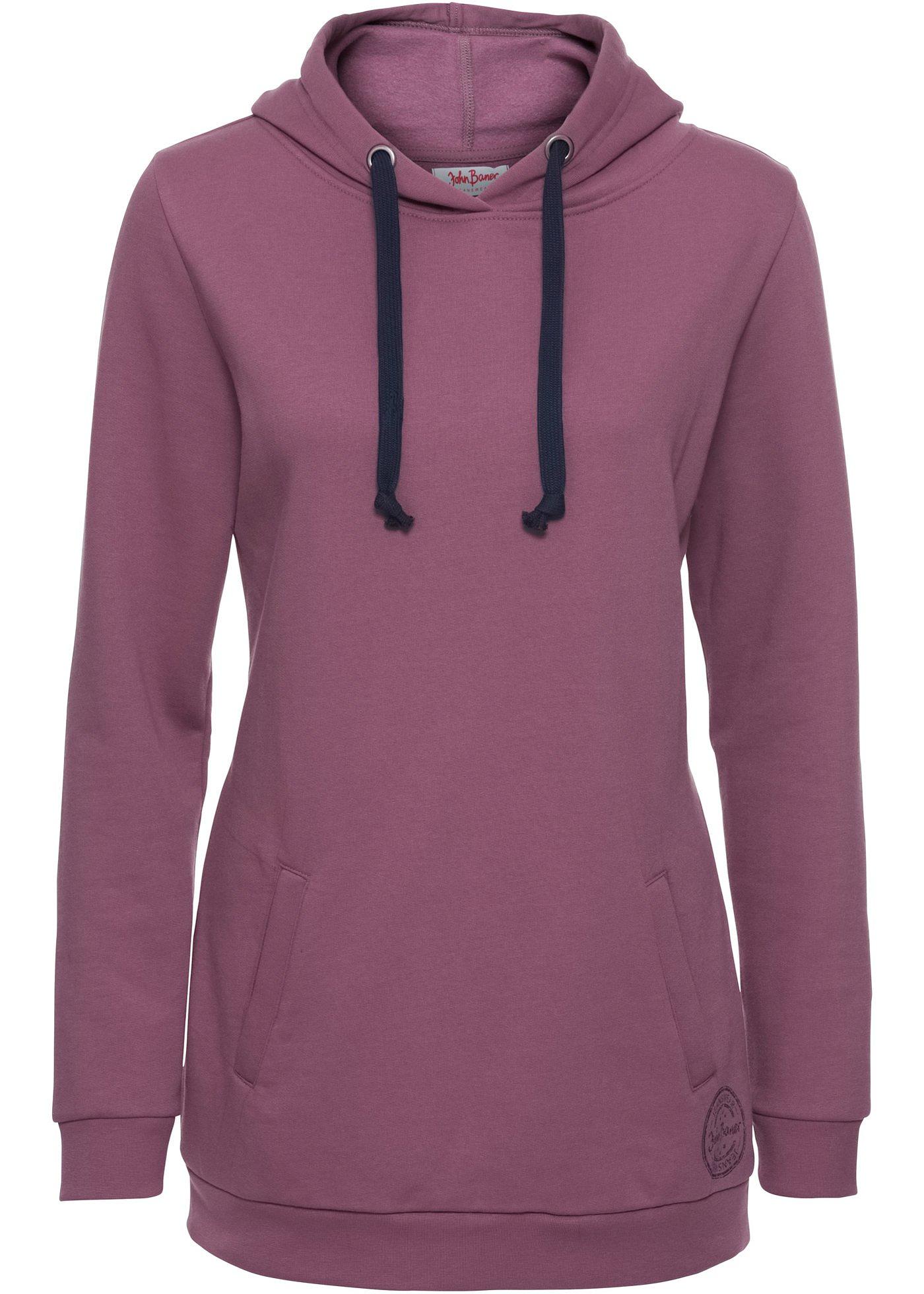 Sweat-shirt long à capuche, manches longues