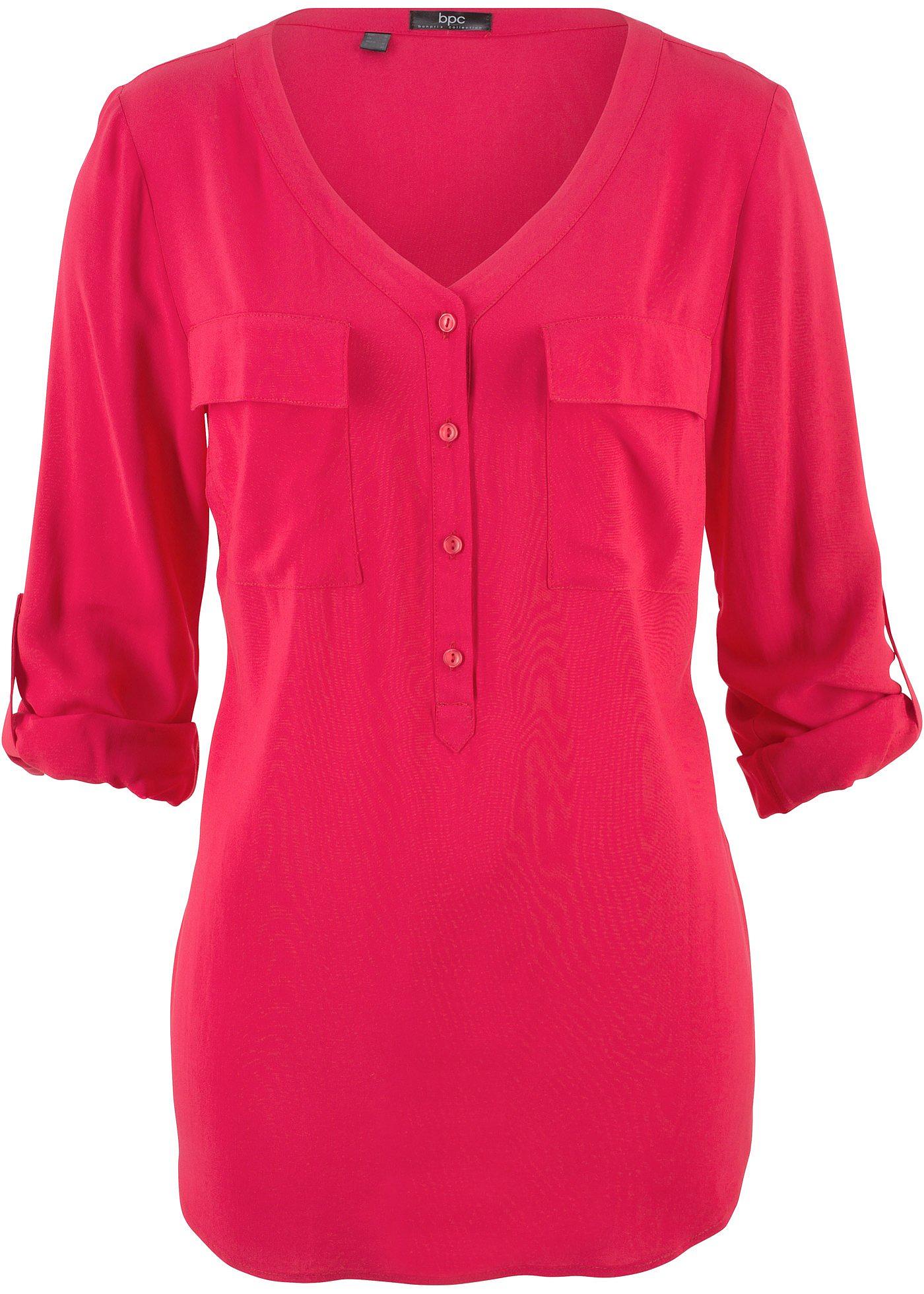Image de Blouse en viscose à col V et manches longues