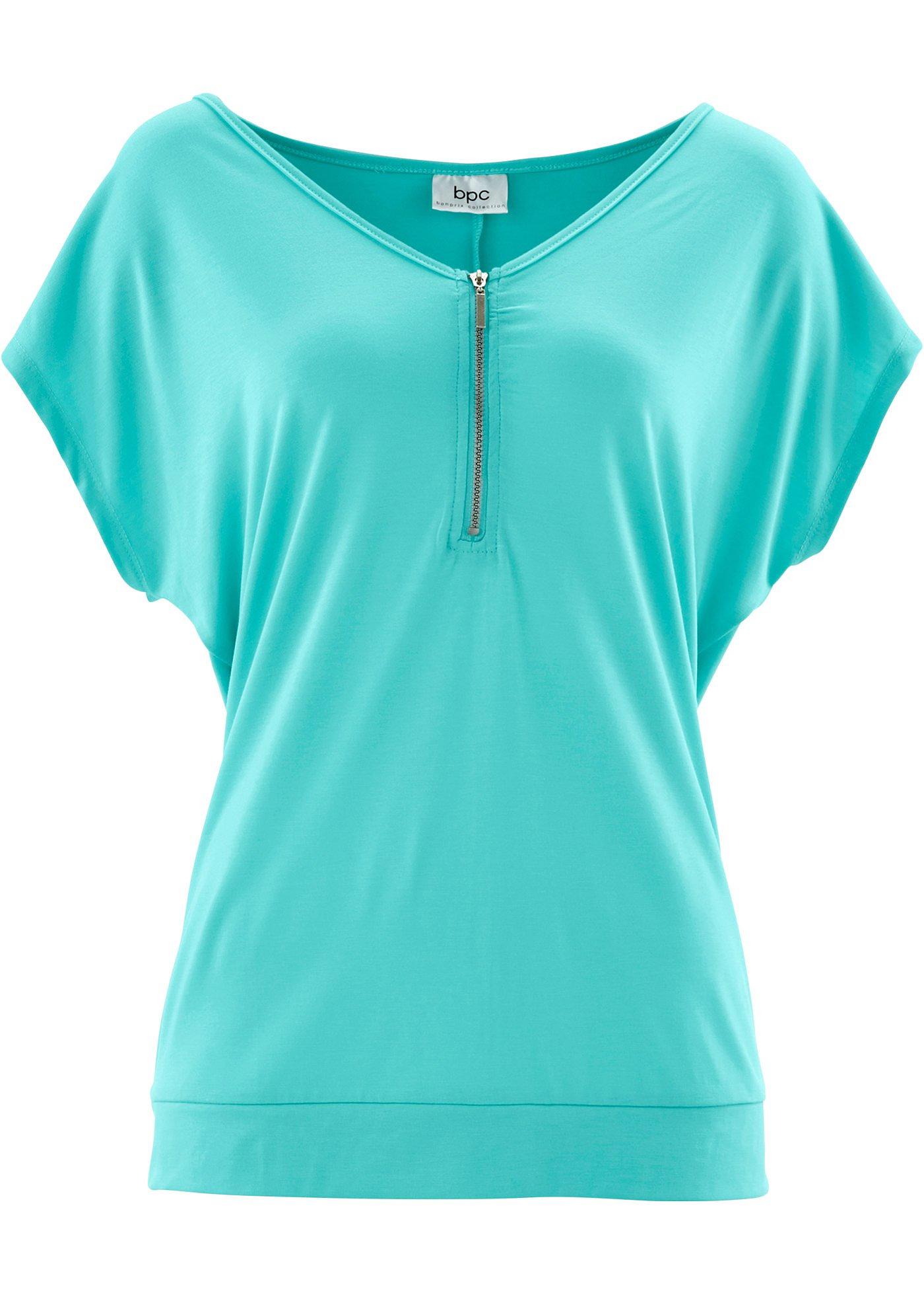 T-shirt avec zip, manches courtes