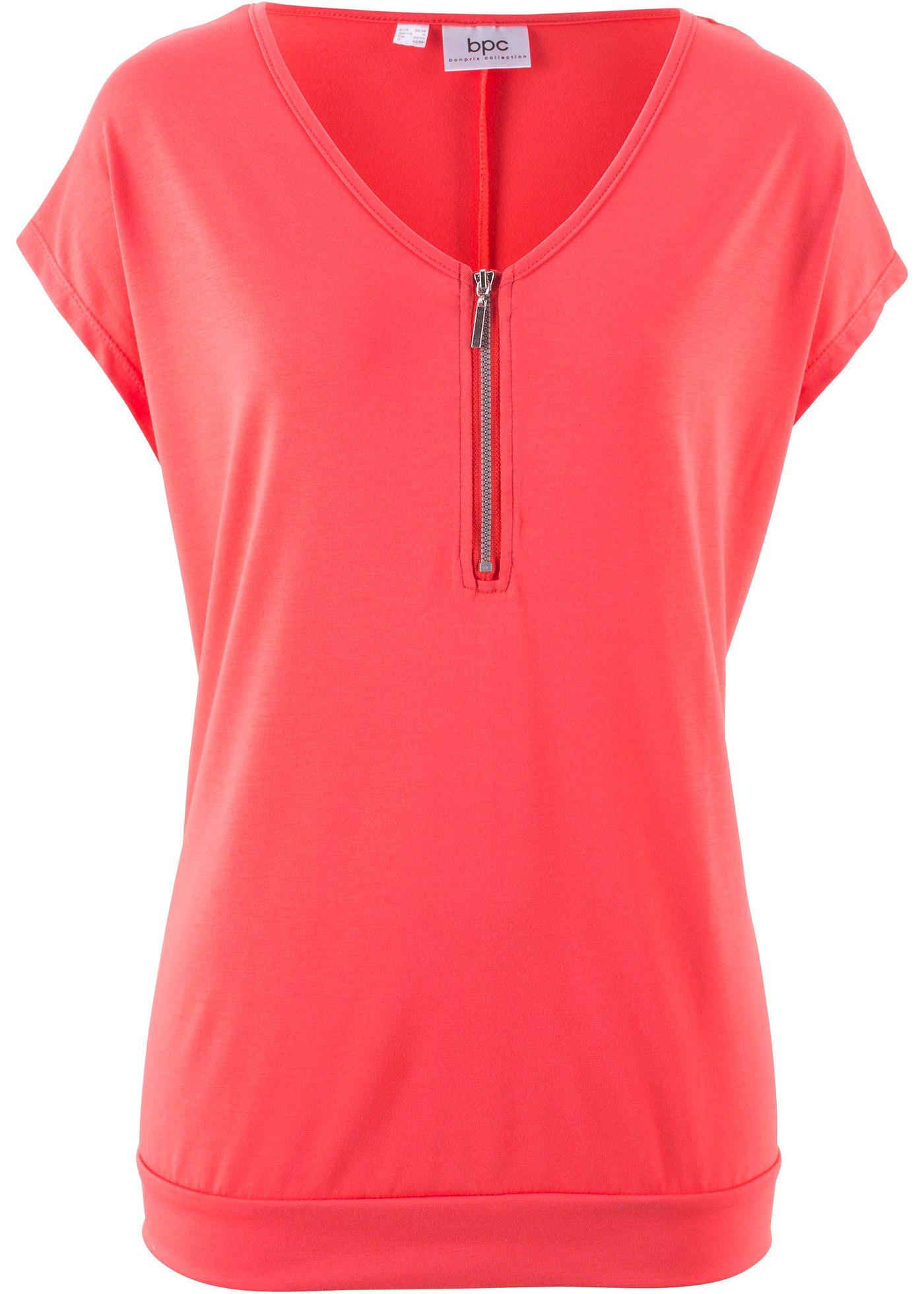 T-shirt avec zip, manches courtes