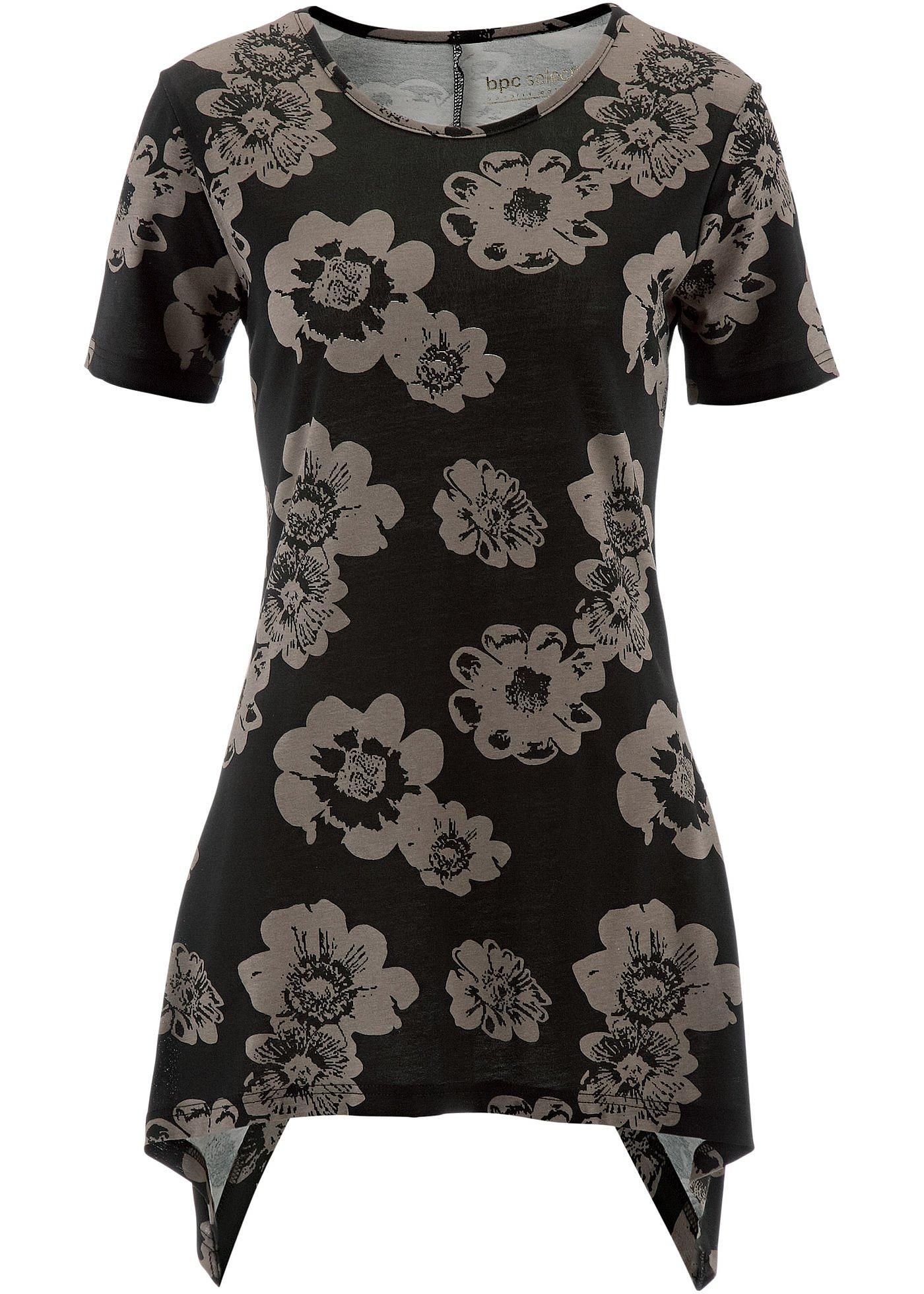 T-shirt long à pans, manches courtes